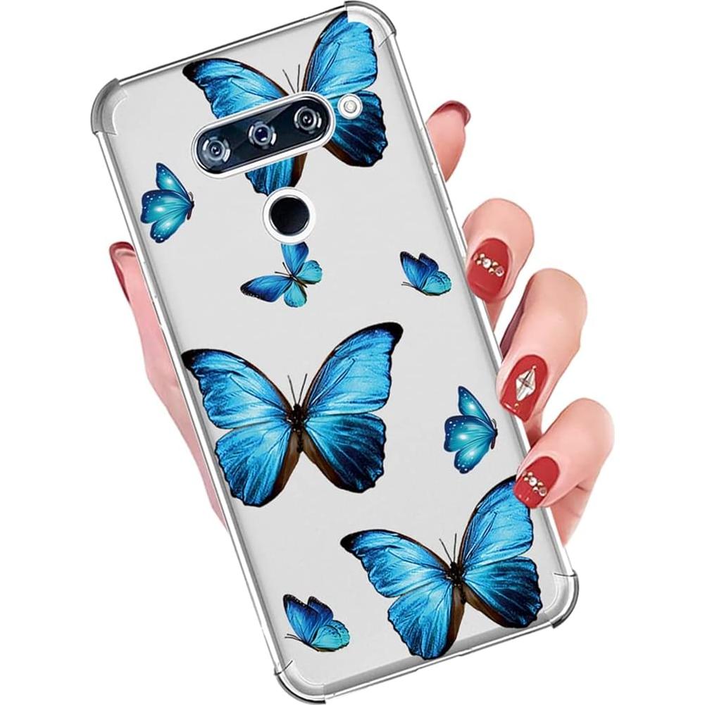 Funda Bumper TPU LG V40 ThinQ 6.4" Mariposa Azul Flexible