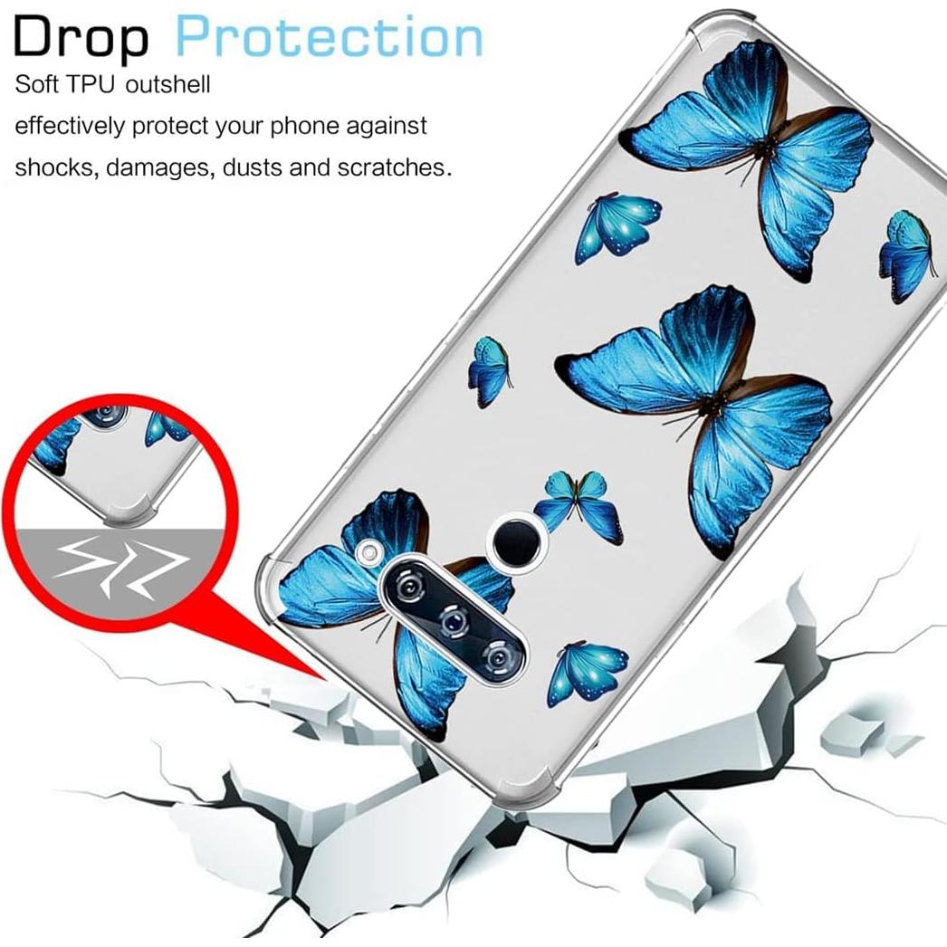Funda Bumper TPU LG V40 ThinQ 6.4" Mariposa Azul Flexible