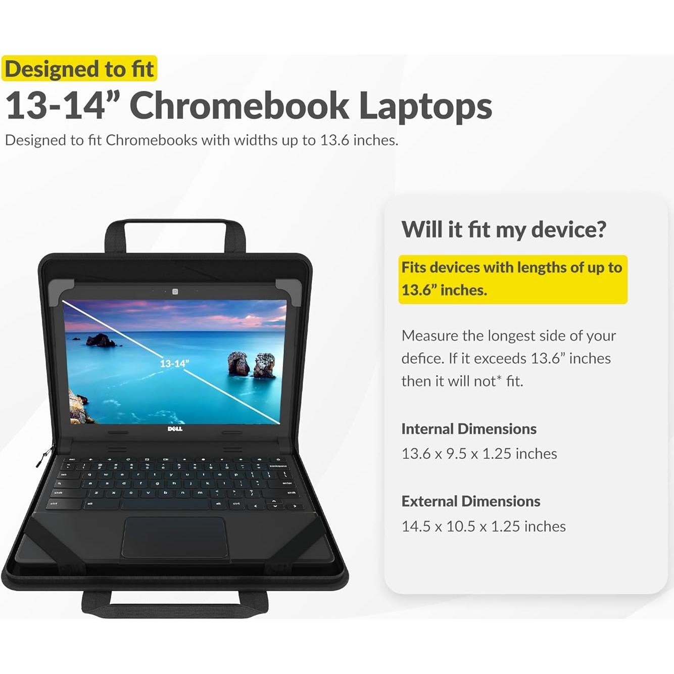 Funda Dura UZBL para Chromebook 13-14" con Correa y Bolsa