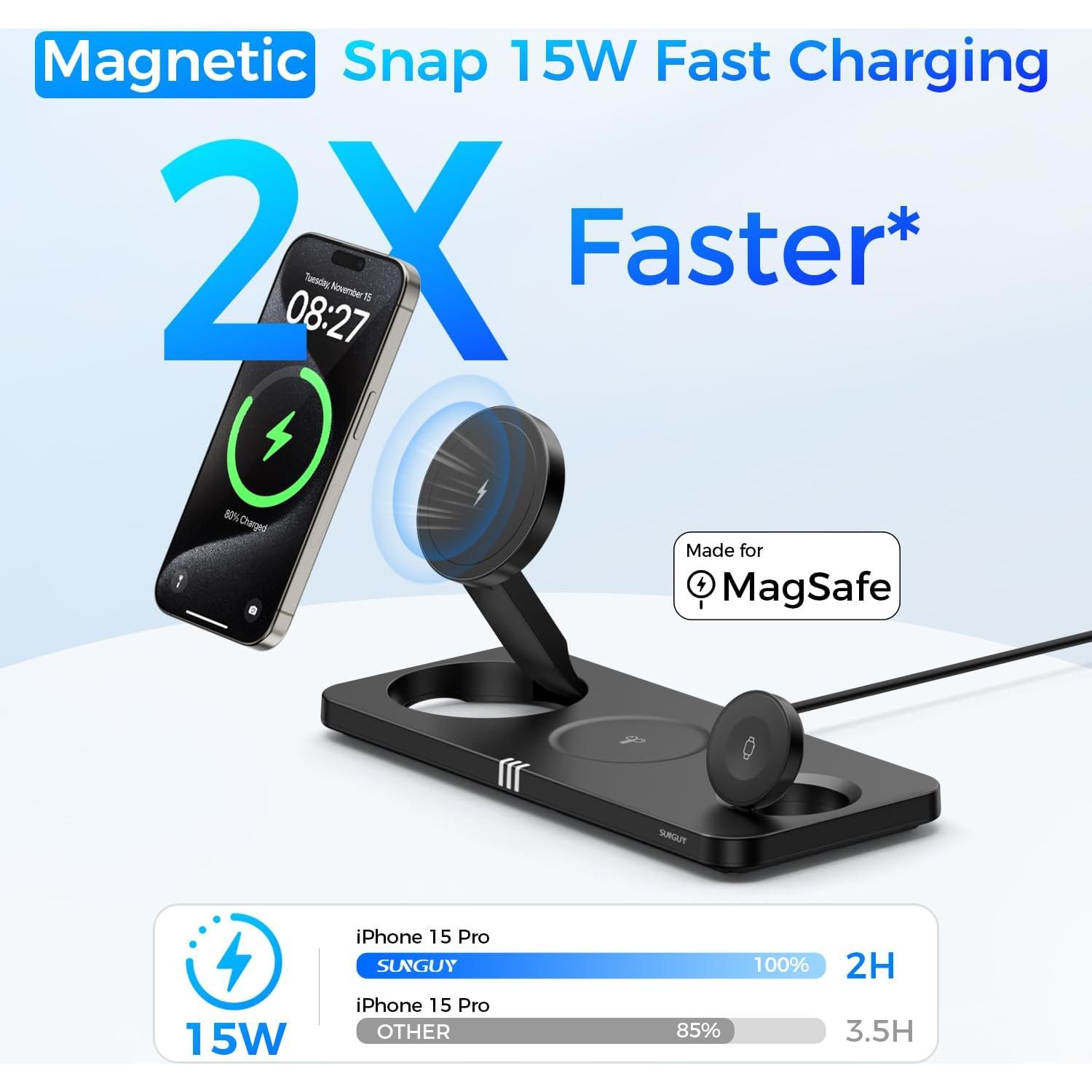 Estación de Carga Inalámbrica 3 en 1 MagSafe Apple - Negro