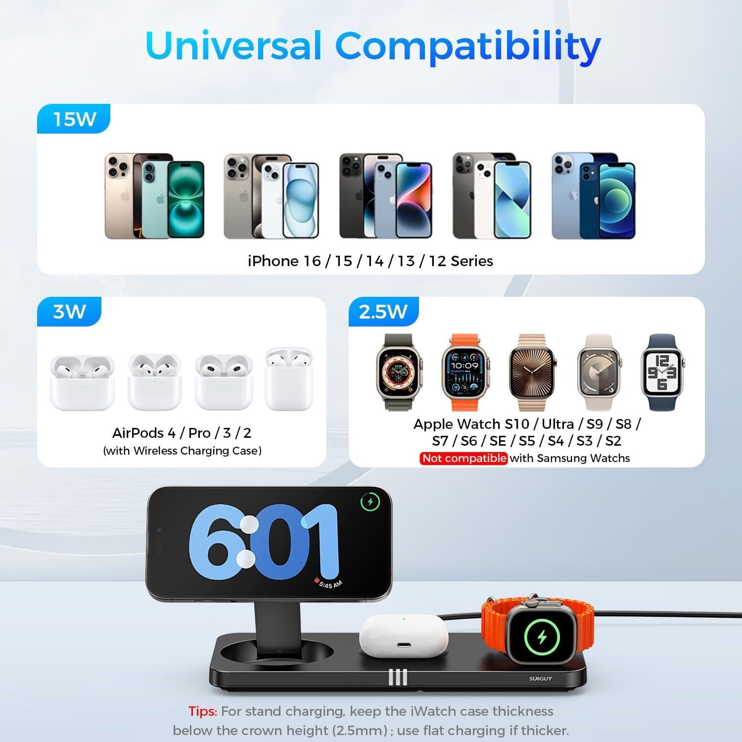 Estación de Carga Inalámbrica 3 en 1 MagSafe Apple - Negro