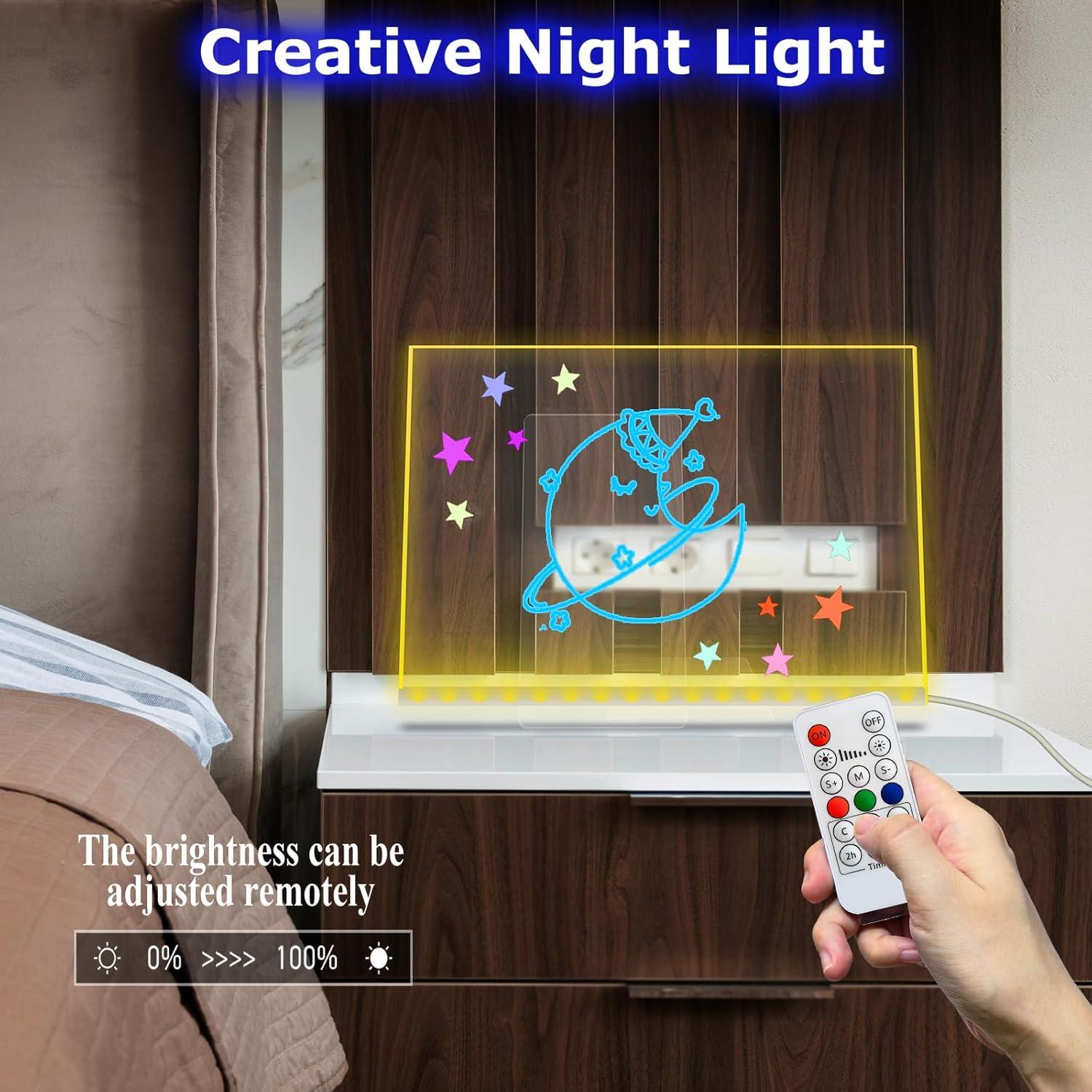 Tablero de Notas LED Acrílico ASEAZ 30x20 cm 7 Colores Control Remoto