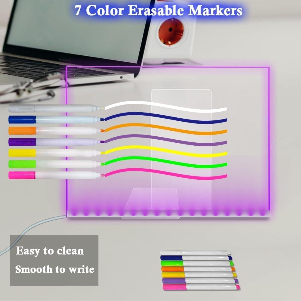 Tablero de Notas LED Acrílico ASEAZ 30x20 cm 7 Colores Control Remoto