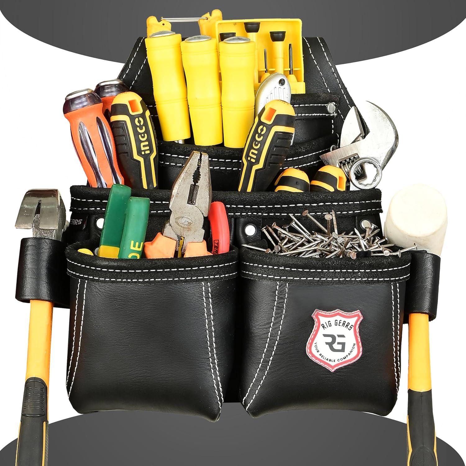 Bolsa de Herramientas de Cuero Rig Gears RG-3 con 5 Bolsillos