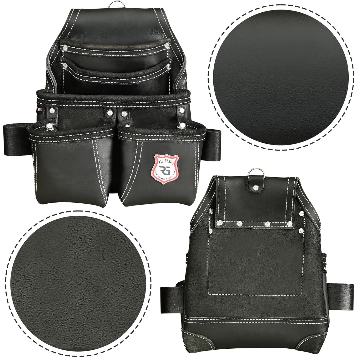 Bolsa de Herramientas de Cuero Rig Gears RG-3 con 5 Bolsillos
