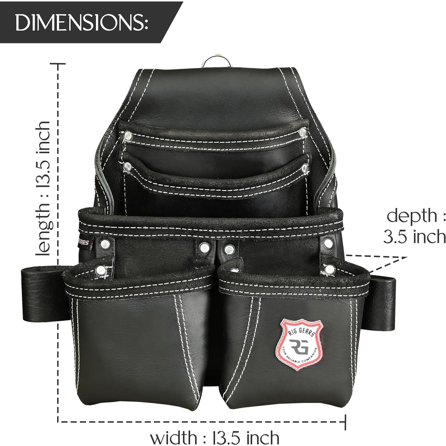 Bolsa de Herramientas de Cuero Rig Gears RG-3 con 5 Bolsillos
