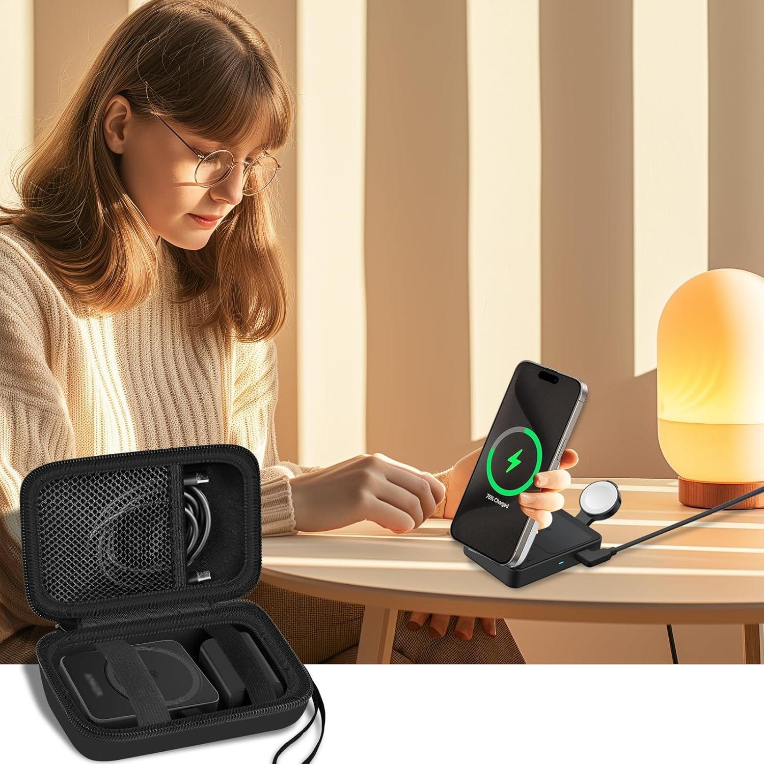 Funda de Carga Inalámbrica Anker MagGo 3-en-1 Negra