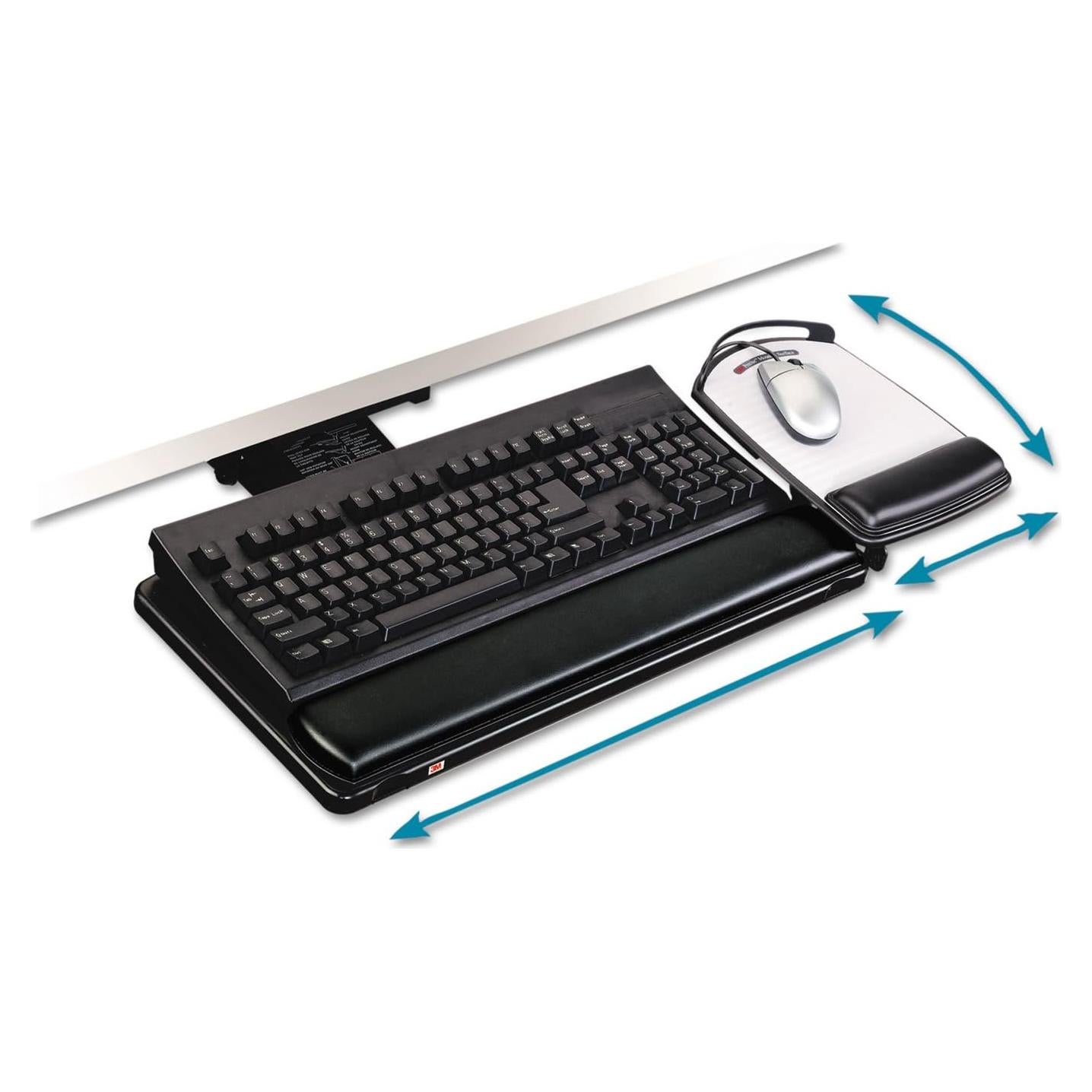 Bandeja de Teclado 3M AKT80LE Ajustable con Reposamuñecas de Gel