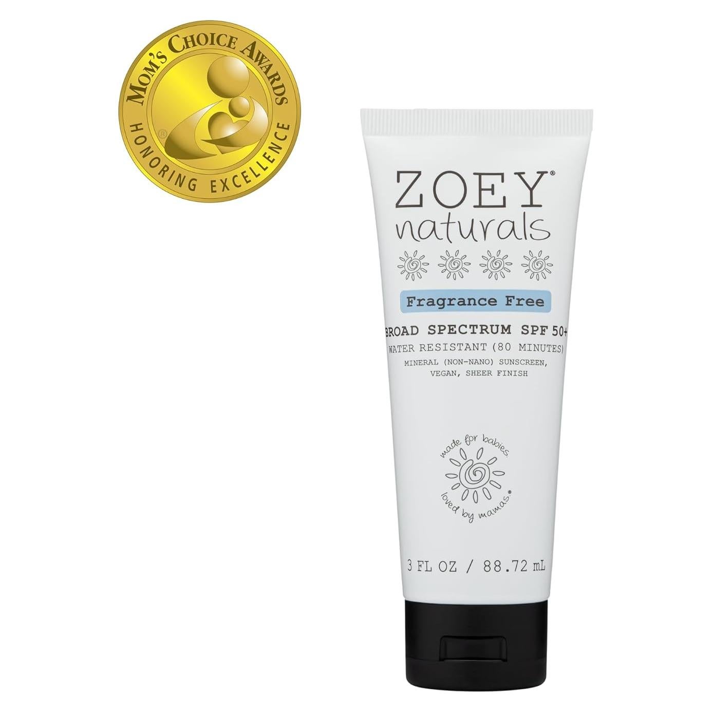 Protector Solar Zoey Naturals SPF 50+ para Bebés y Niños - Resistente al Agua