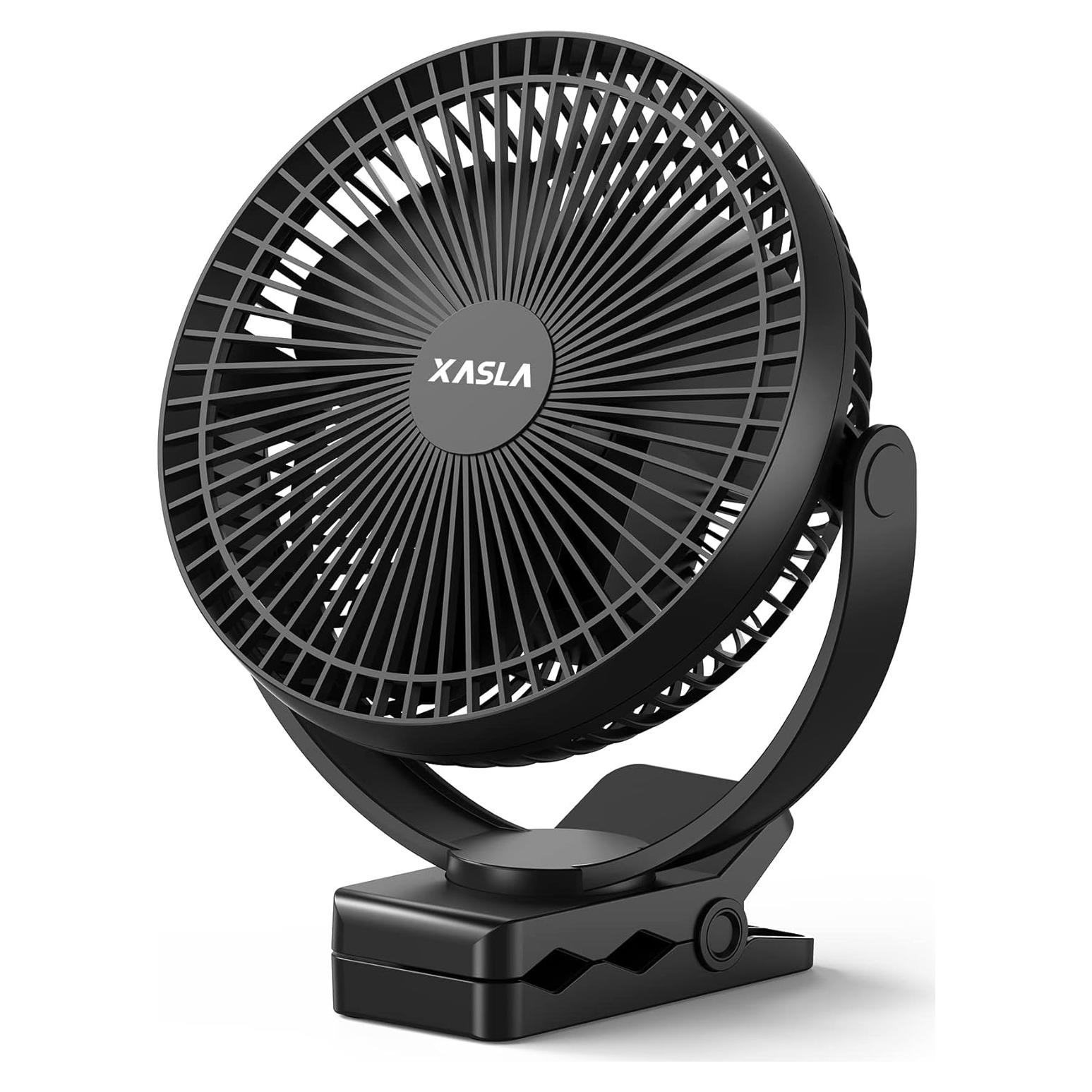 Ventilador Portátil xasla 10000mAh Clip 4 Velocidades Negro