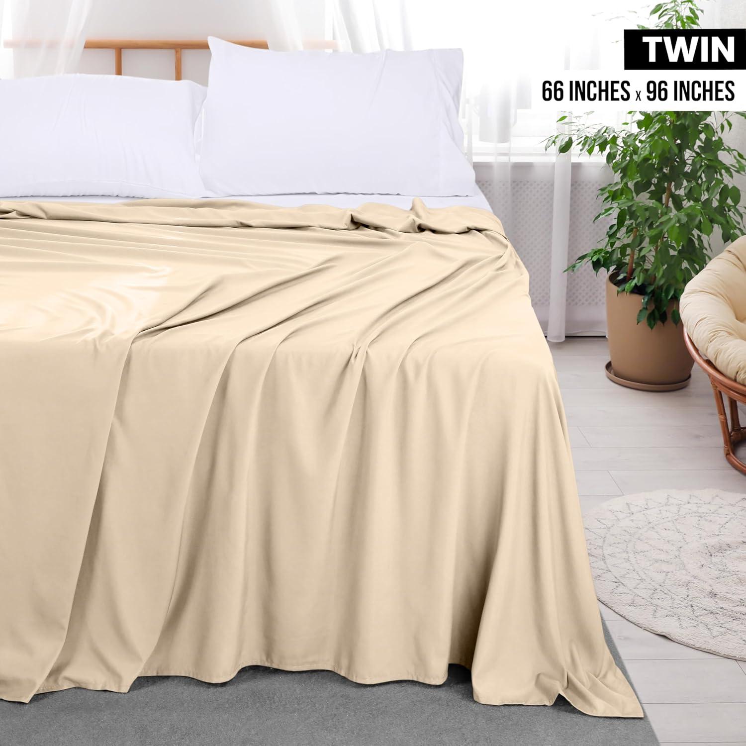 Sábanas Planas Utopia Bedding Microfibra 6 Piezas Individual Beige