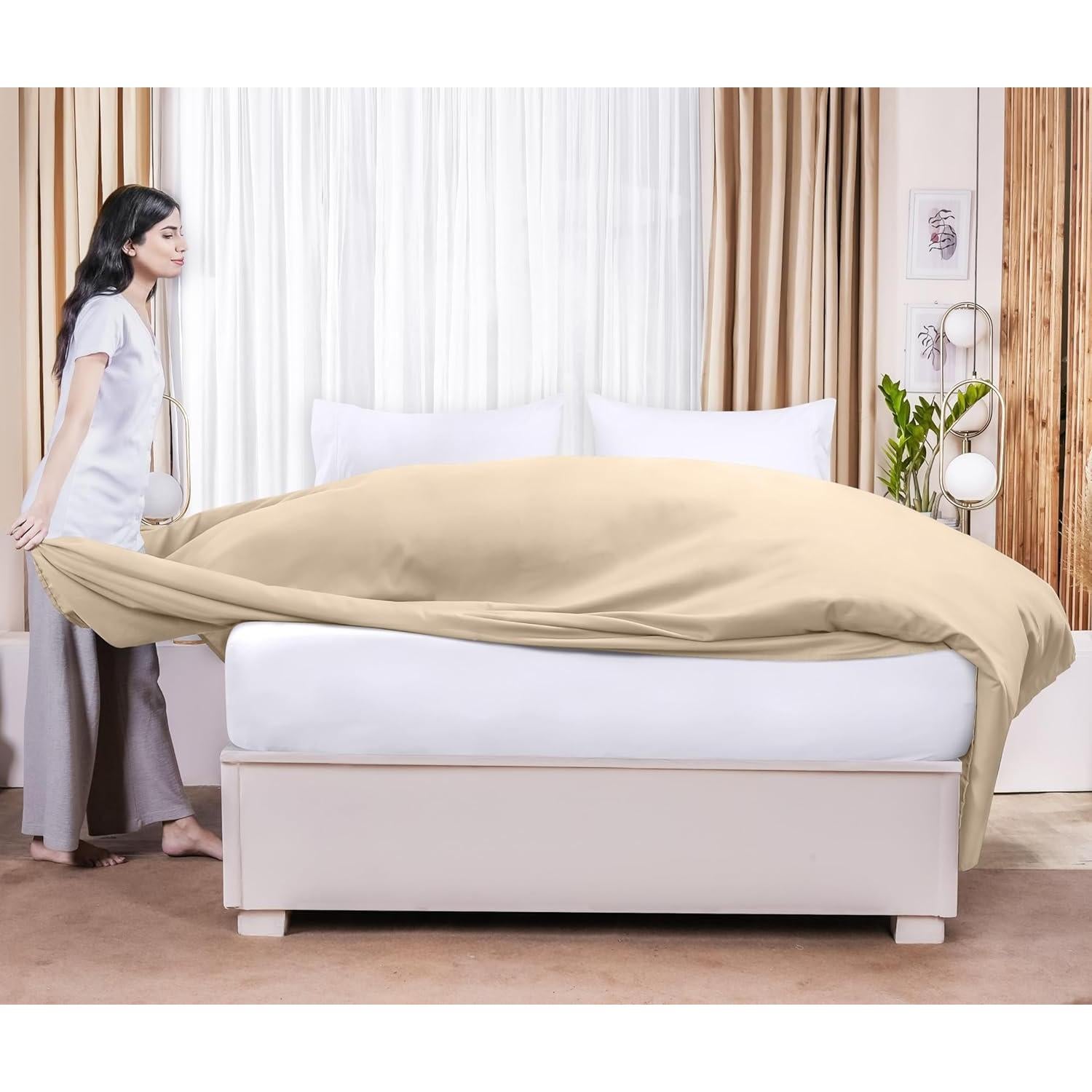 Sábanas Planas Utopia Bedding Microfibra 6 Piezas Individual Beige