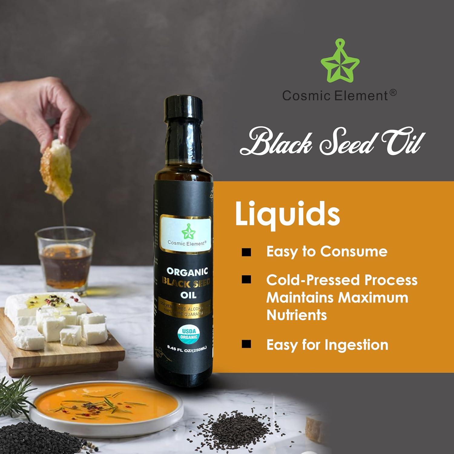 Aceite de Semilla Negra Orgánico Cosmic Element 248 ml - Omega 3 6 9
