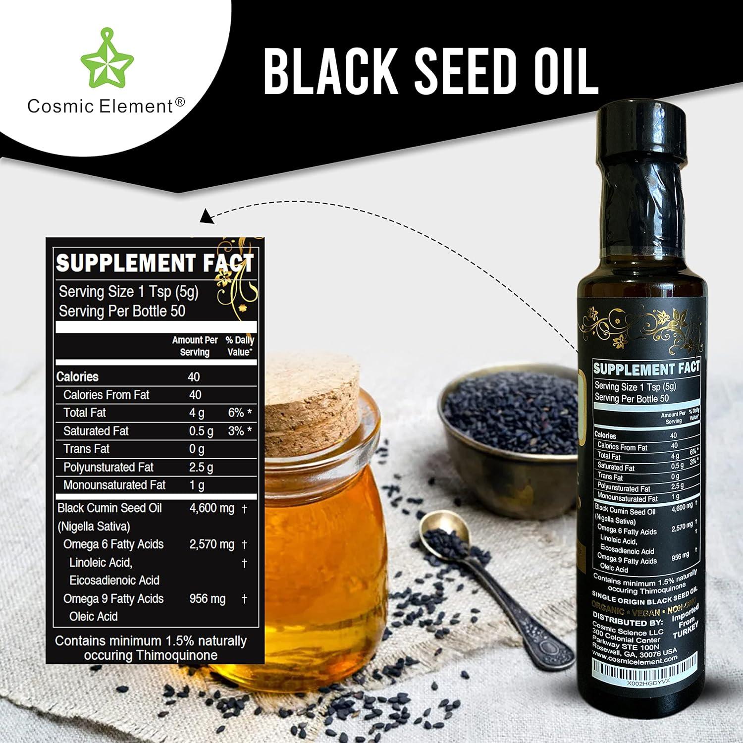 Aceite de Semilla Negra Orgánico Cosmic Element 248 ml - Omega 3 6 9