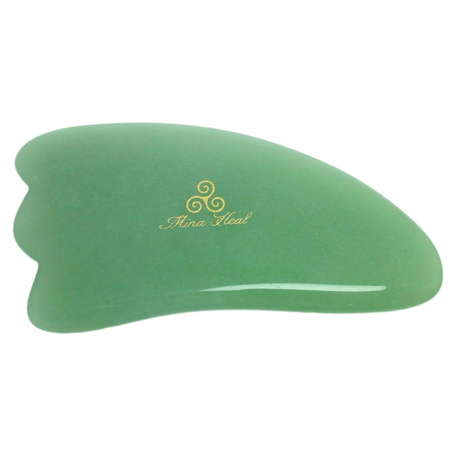 Masajeador Facial Gua Sha de Jade Verde Mina Heal 15x10cm
