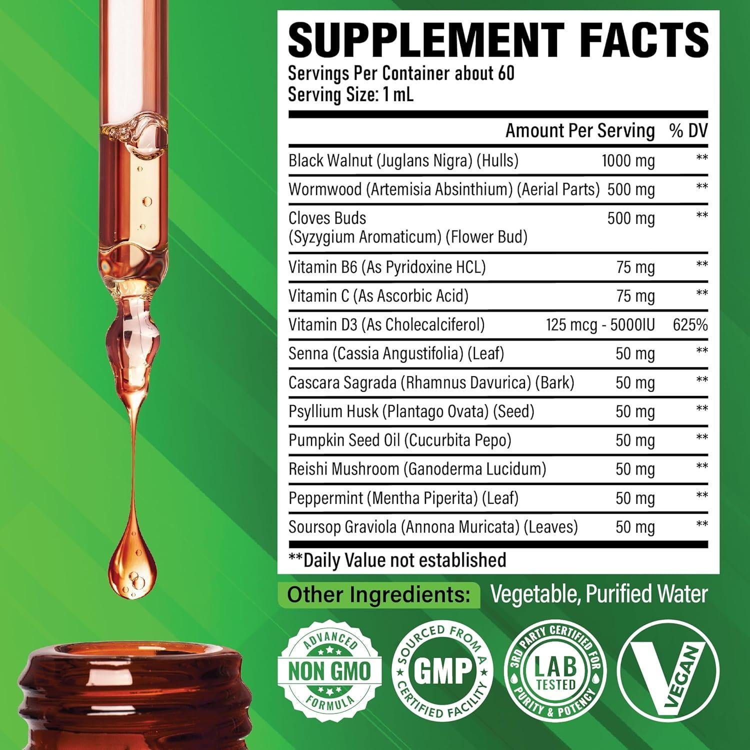 Gotas Líquidas de Nogal Negro Satoomi 59ml - 13 Ingredientes