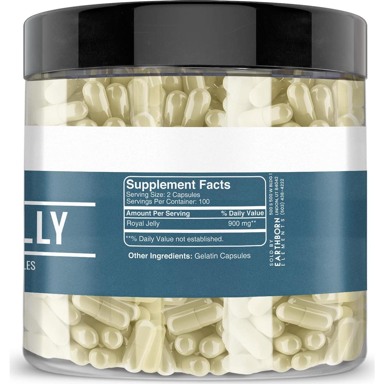 Jalea Real Earthborn Elements 200 Cápsulas Pura Sin Aditivos