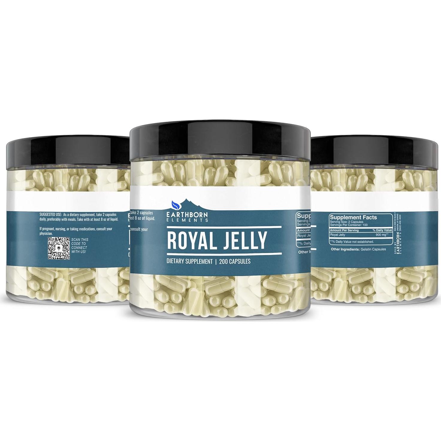 Jalea Real Earthborn Elements 200 Cápsulas Pura Sin Aditivos