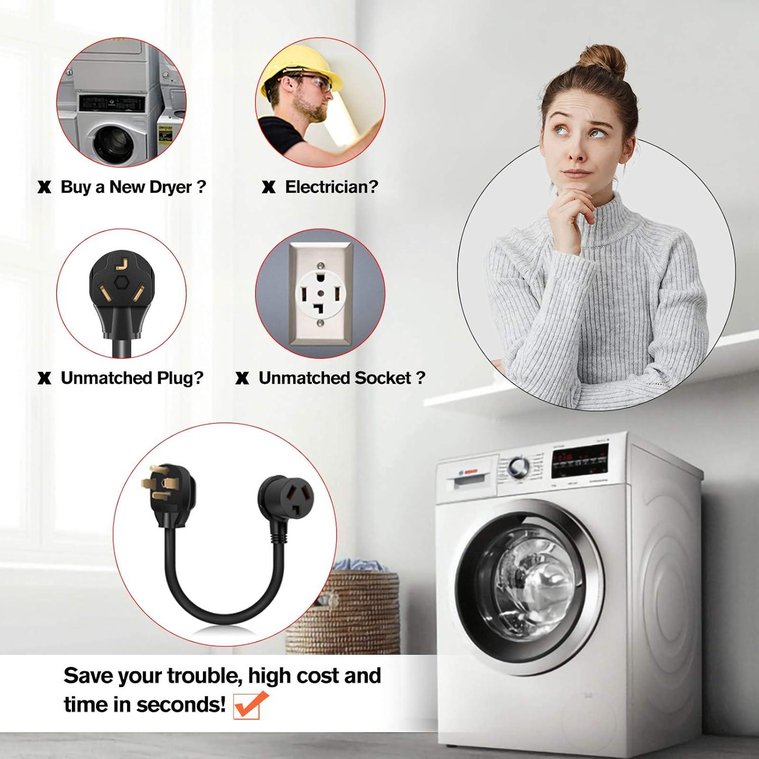 Adaptador Secadora WELLUCK 1.5FT 3 a 4 Patas NEMA 14-30P