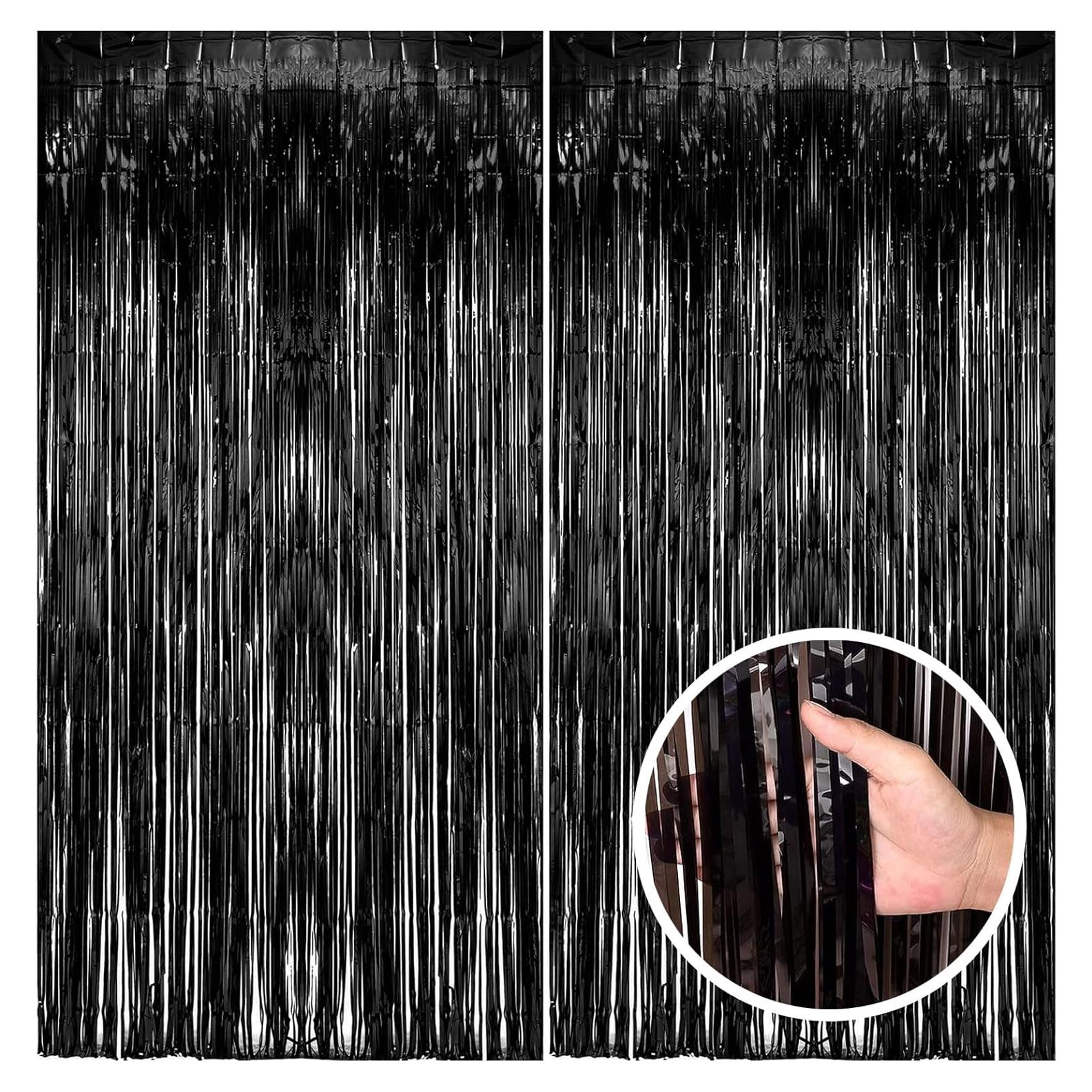 Cortinas de Tinsel Foil Negras 2 Piezas 100x200 cm BOMSI