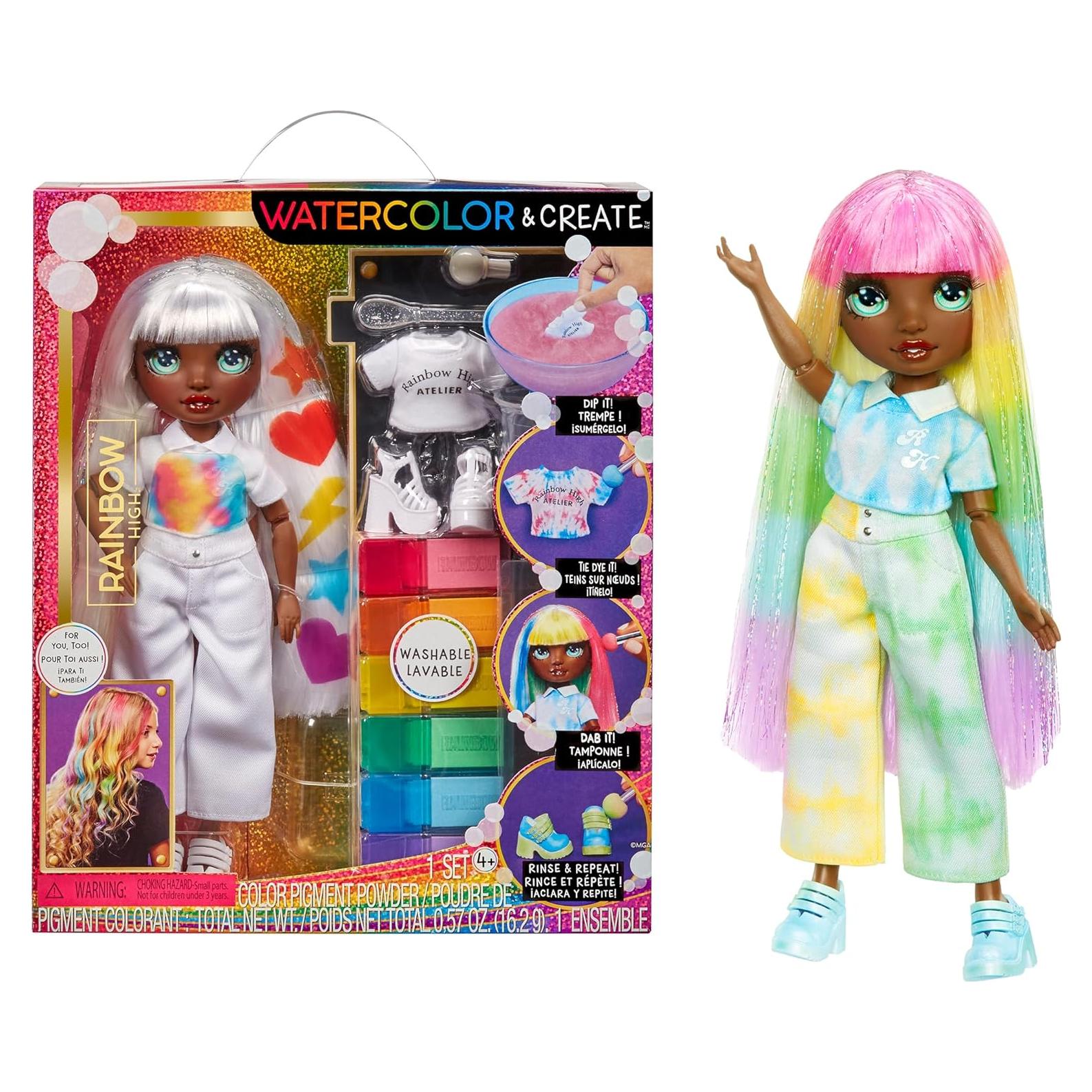 Muñeca DIY Acuarela Rainbow High con Kit de Tie-Dye 4-12 años