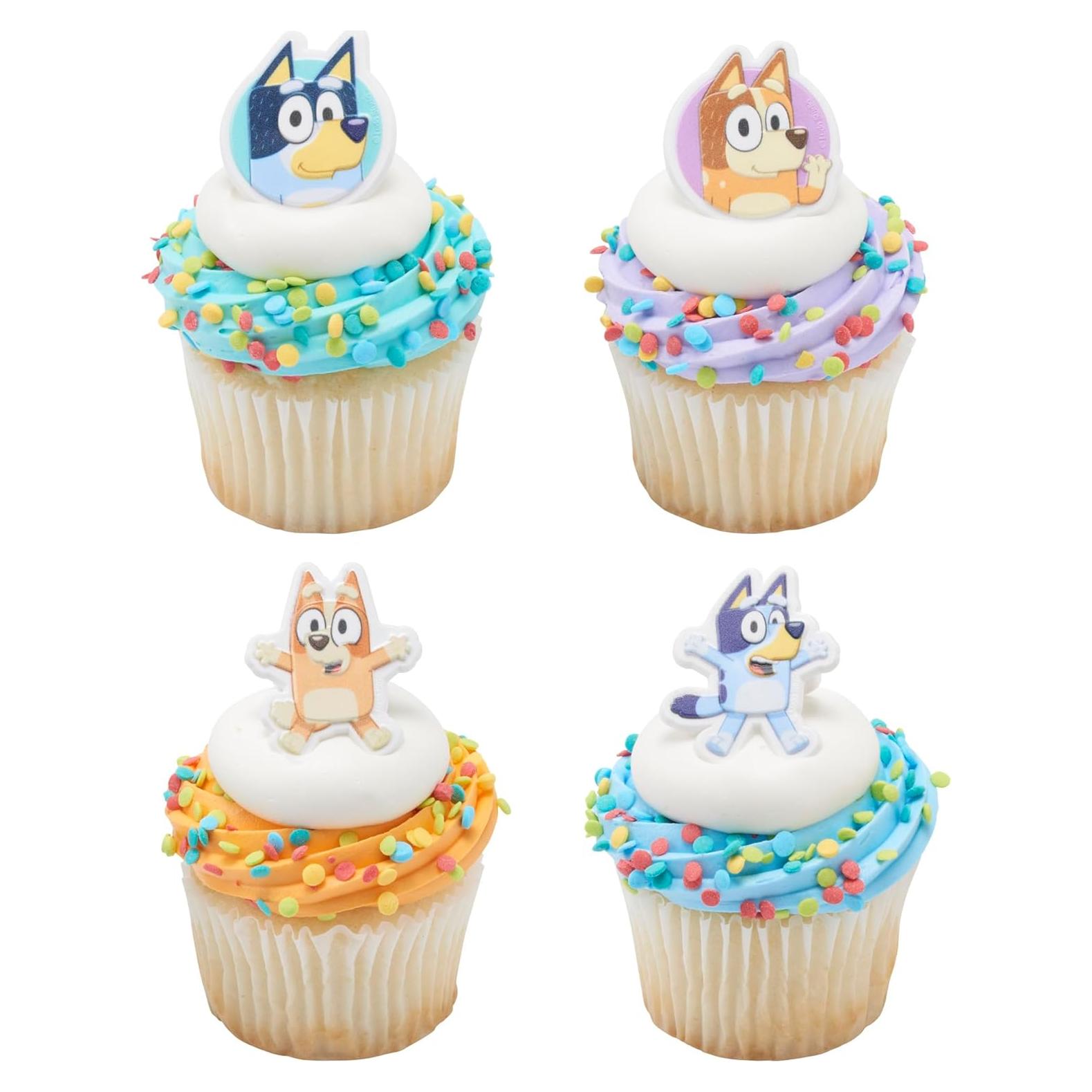 DecoPac Anillos para Cupcakes Bluey - 72 Decoraciones 3D