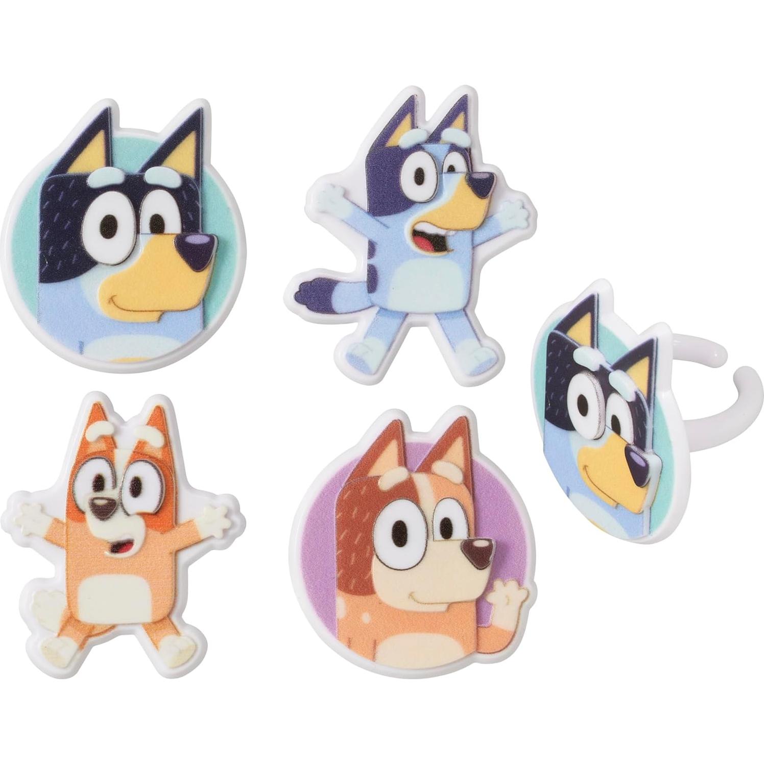 DecoPac Anillos para Cupcakes Bluey - 72 Decoraciones 3D