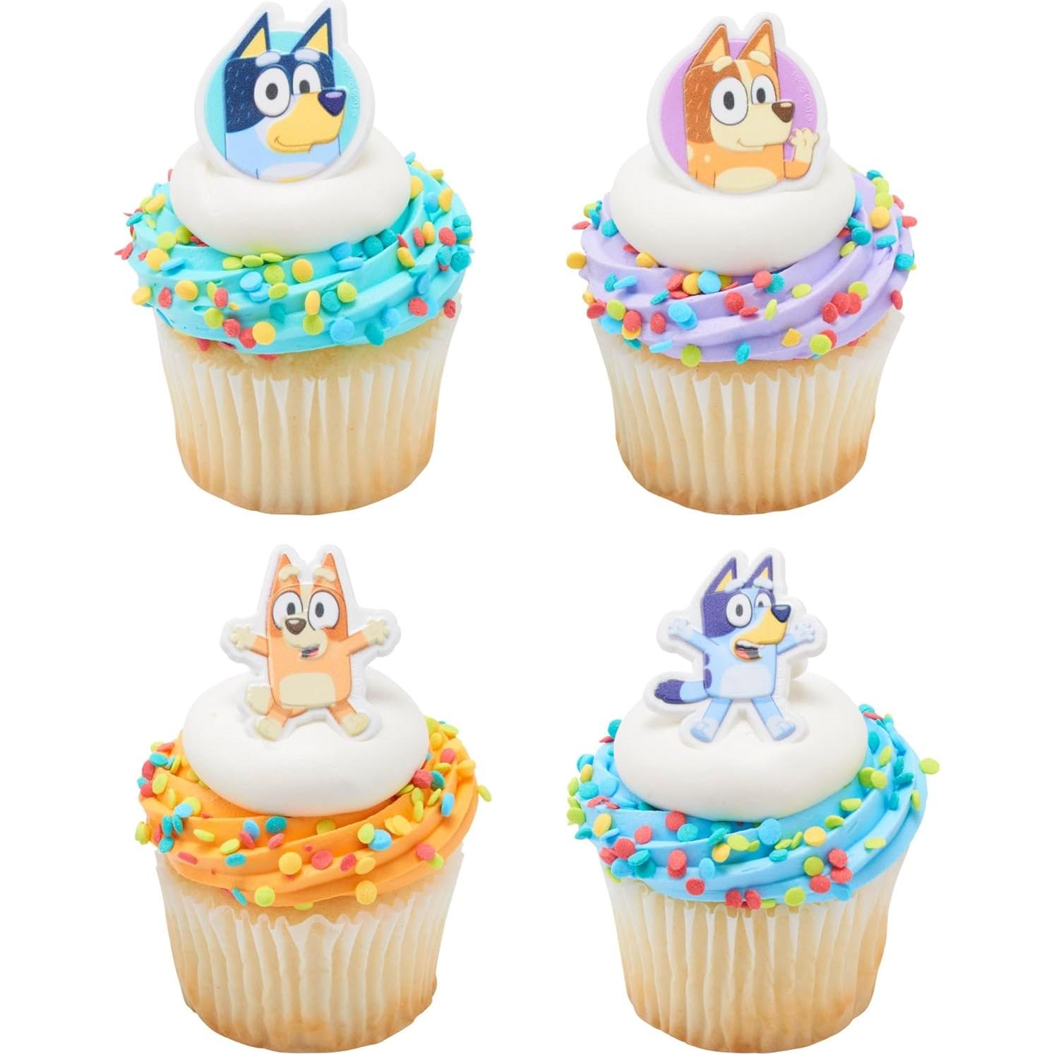 DecoPac Anillos para Cupcakes Bluey - 72 Decoraciones 3D