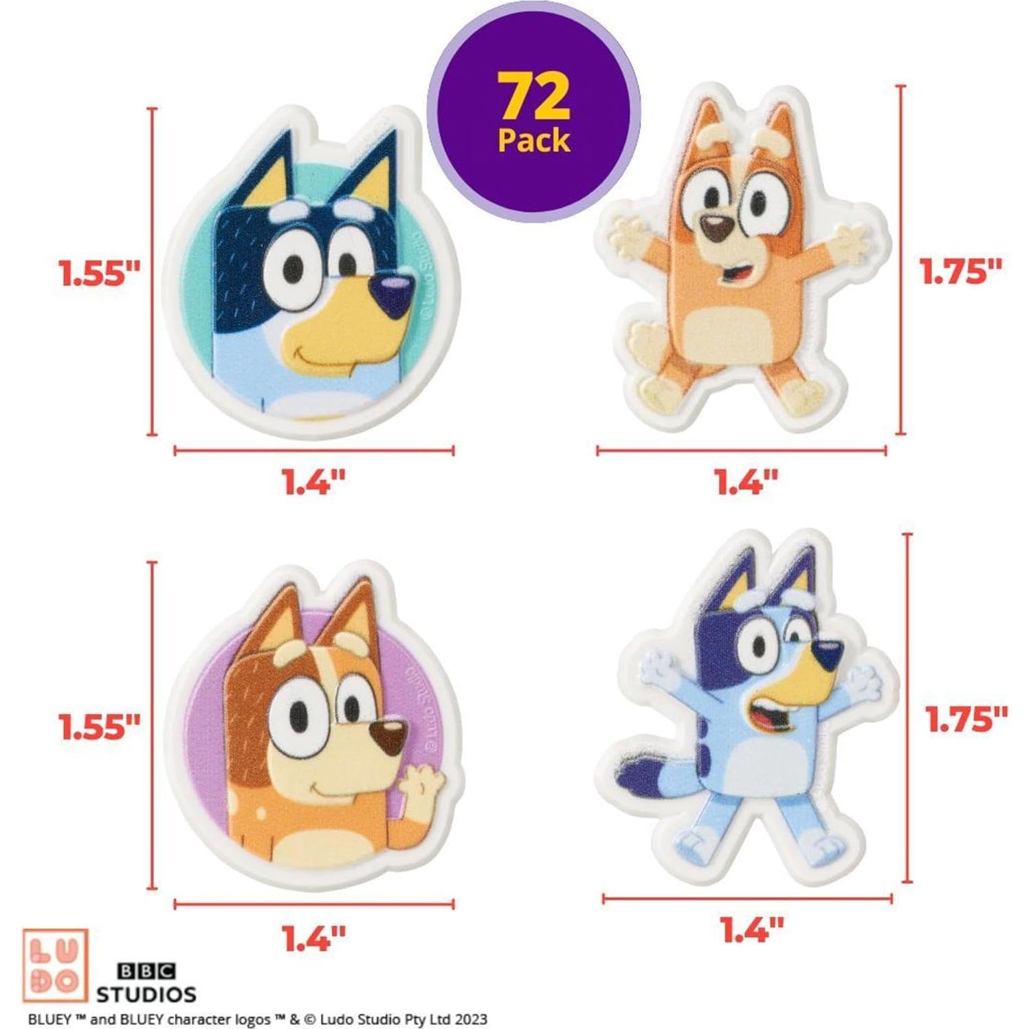 DecoPac Anillos para Cupcakes Bluey - 72 Decoraciones 3D