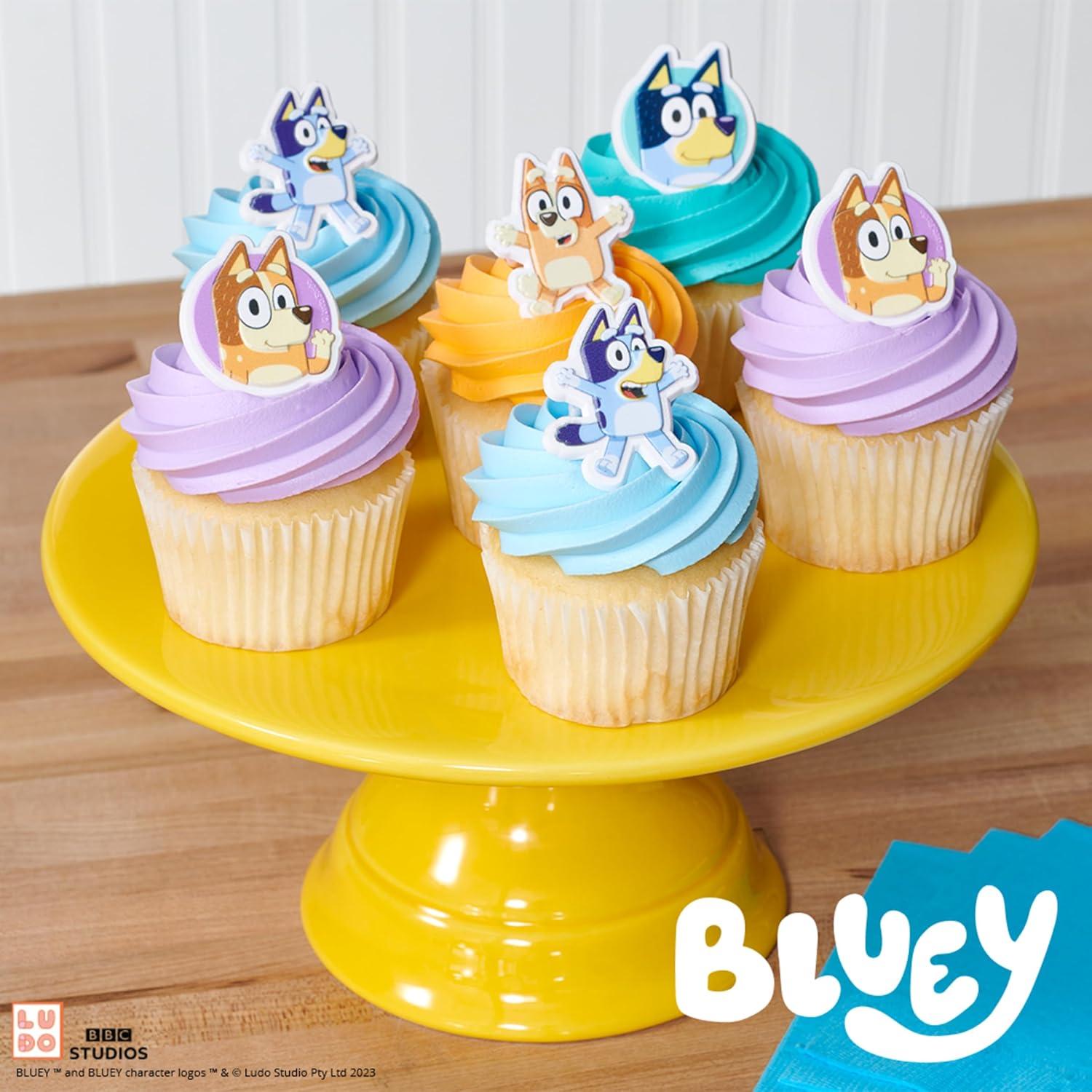 DecoPac Anillos para Cupcakes Bluey - 72 Decoraciones 3D