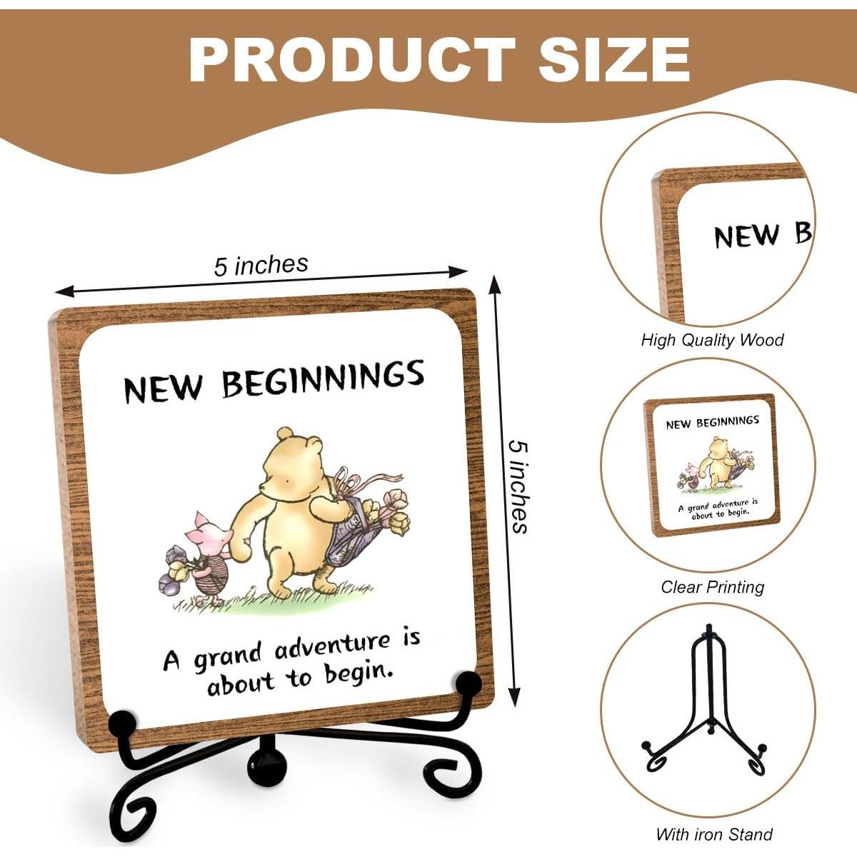 Cartel Inspirador de Madera Toerifer 12.7x12.7 cm - Nuevos Comienzos