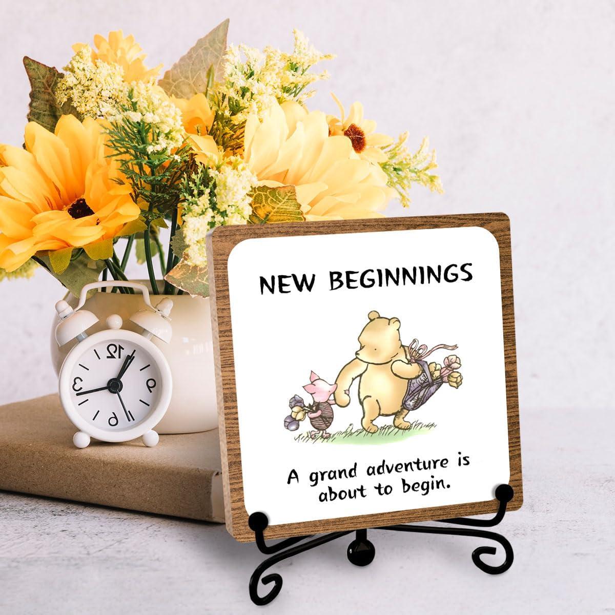 Cartel Inspirador de Madera Toerifer 12.7x12.7 cm - Nuevos Comienzos