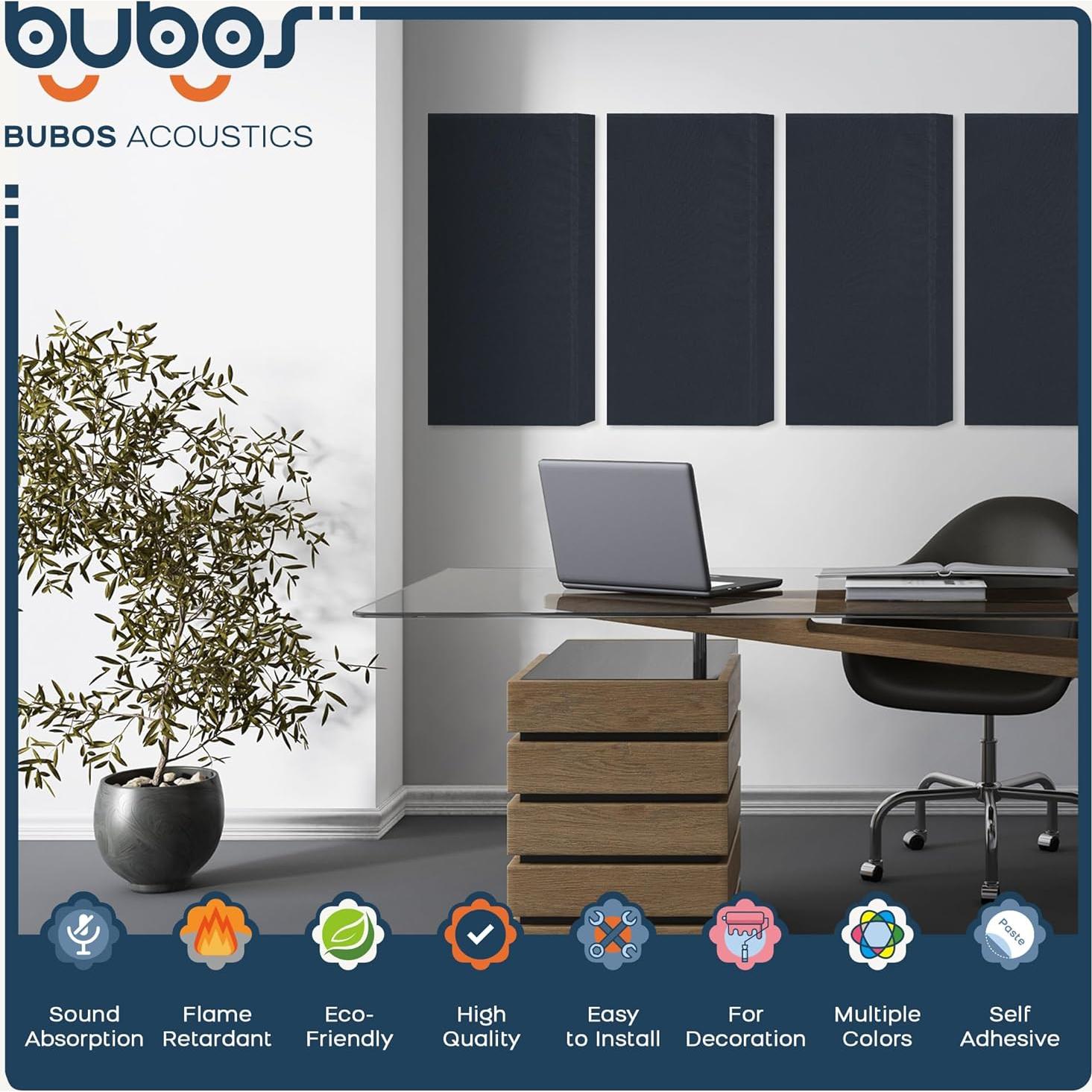 Paneles Acústicos BUBOS 4 PCS Autoadhesivos 61x30x5 cm Negro