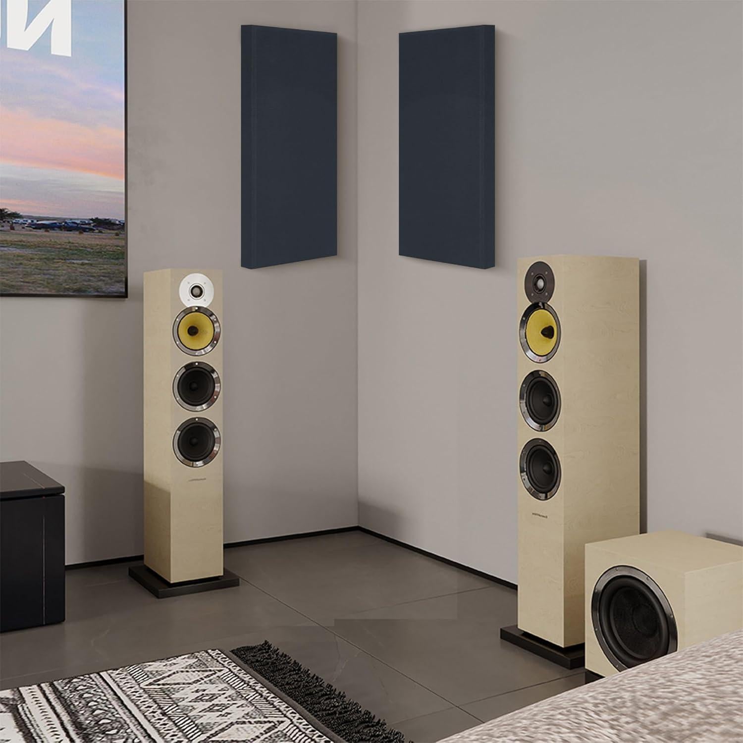 Paneles Acústicos BUBOS 4 PCS Autoadhesivos 61x30x5 cm Negro