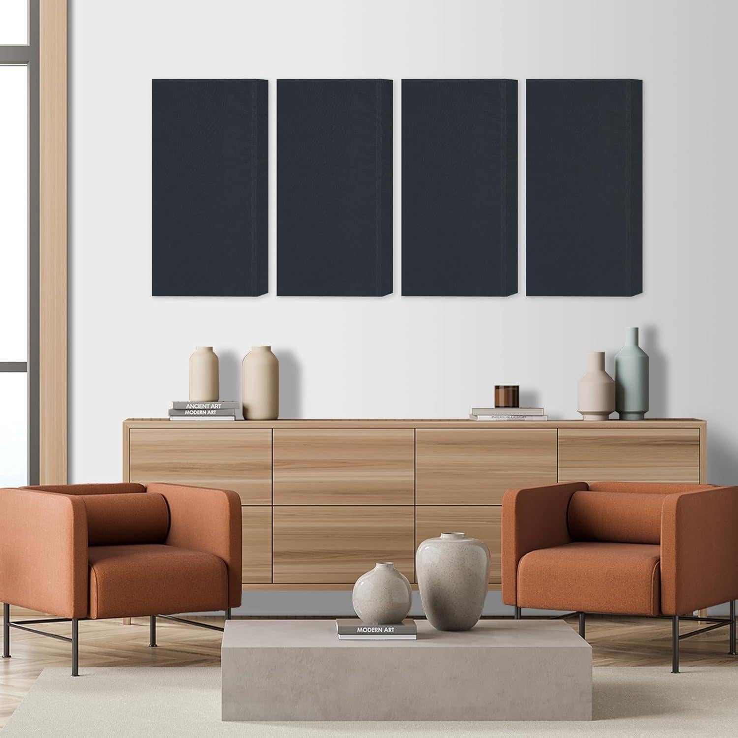 Paneles Acústicos BUBOS 4 PCS Autoadhesivos 61x30x5 cm Negro