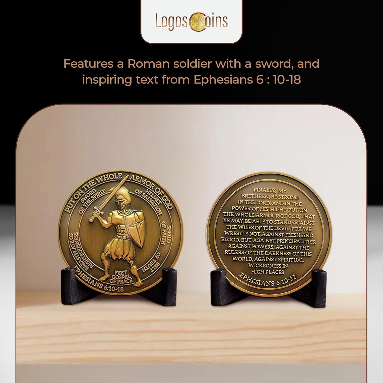 Moneda de Desafío Armadura de Dios Efesios 6:10 - 4.45 cm