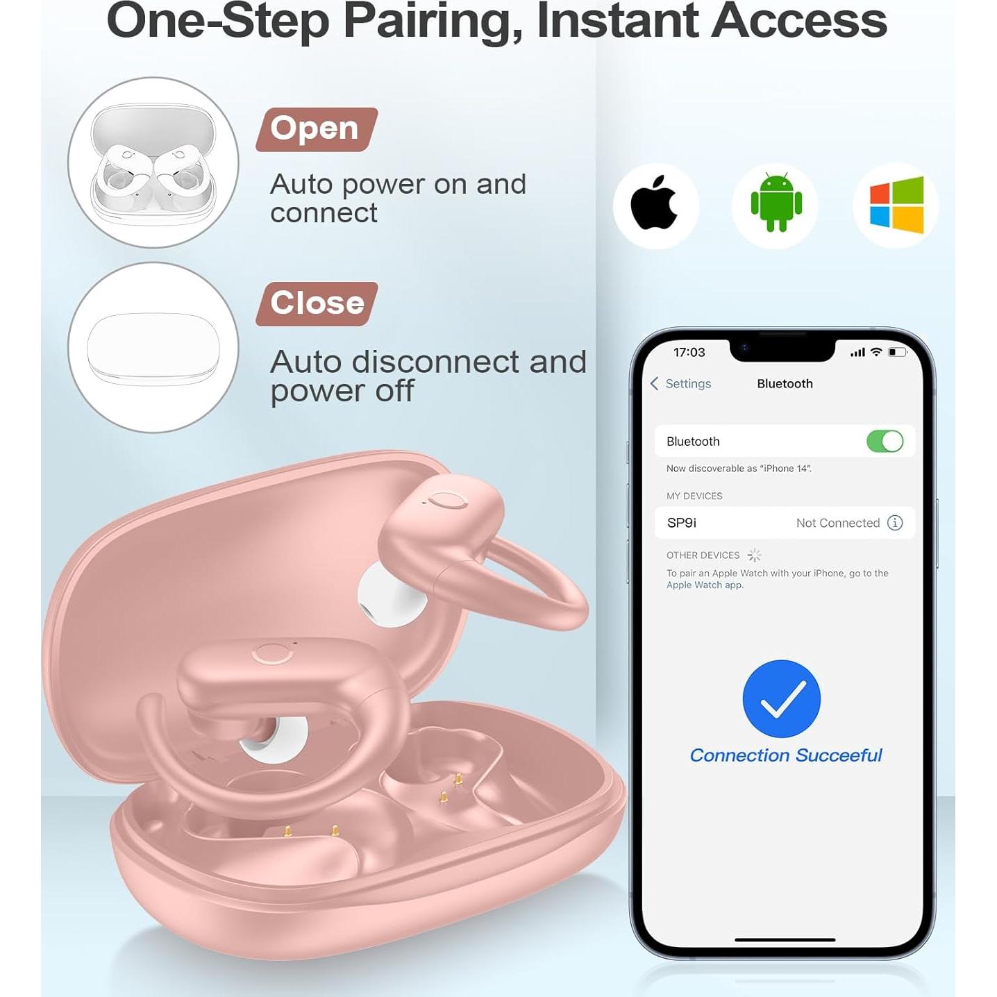 Auriculares Inalámbricos MOZOTER SP9i Bluetooth Rosa 60h