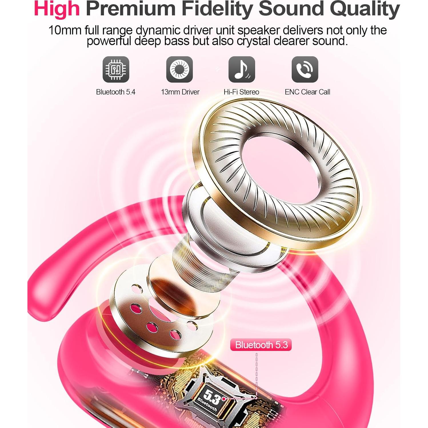 Auriculares Inalámbricos MOZOTER SP9i Bluetooth 5.3 Rosa