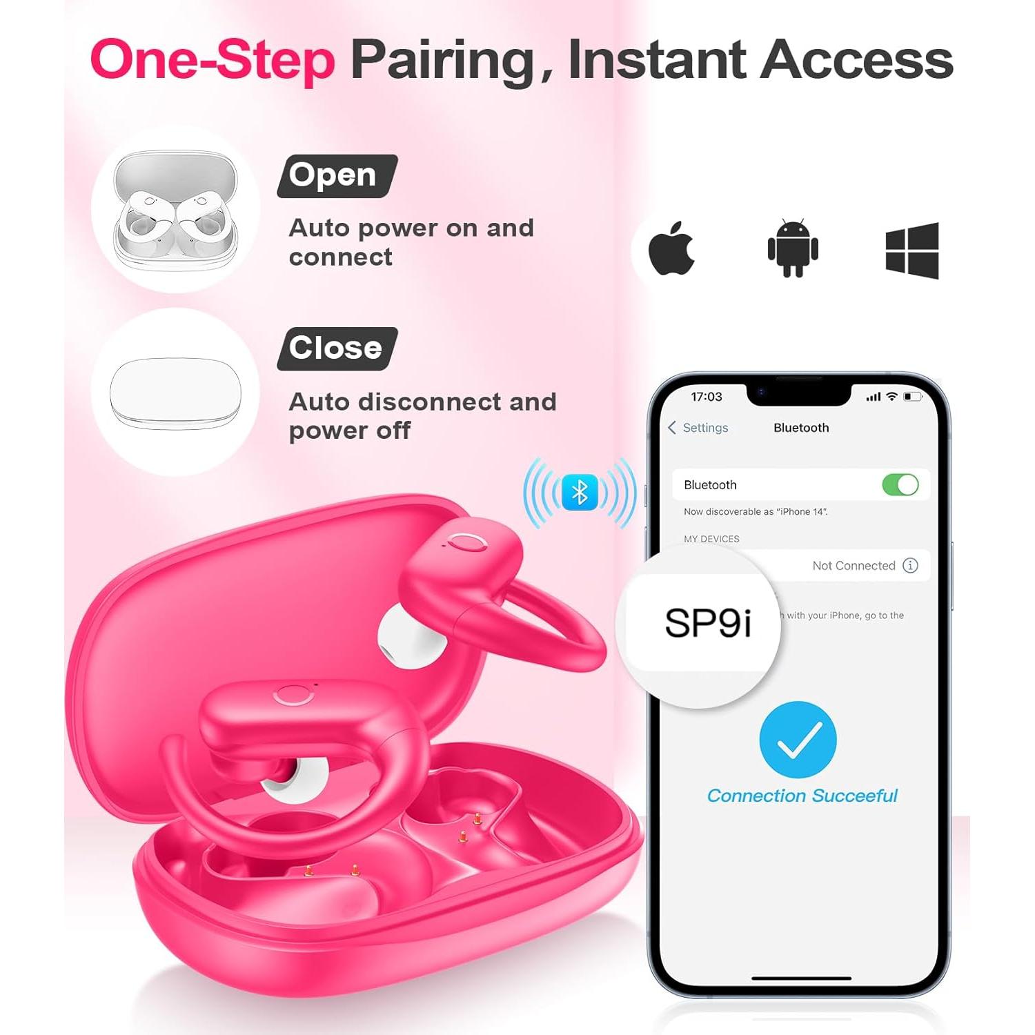 Auriculares Inalámbricos MOZOTER SP9i Bluetooth 5.3 Rosa