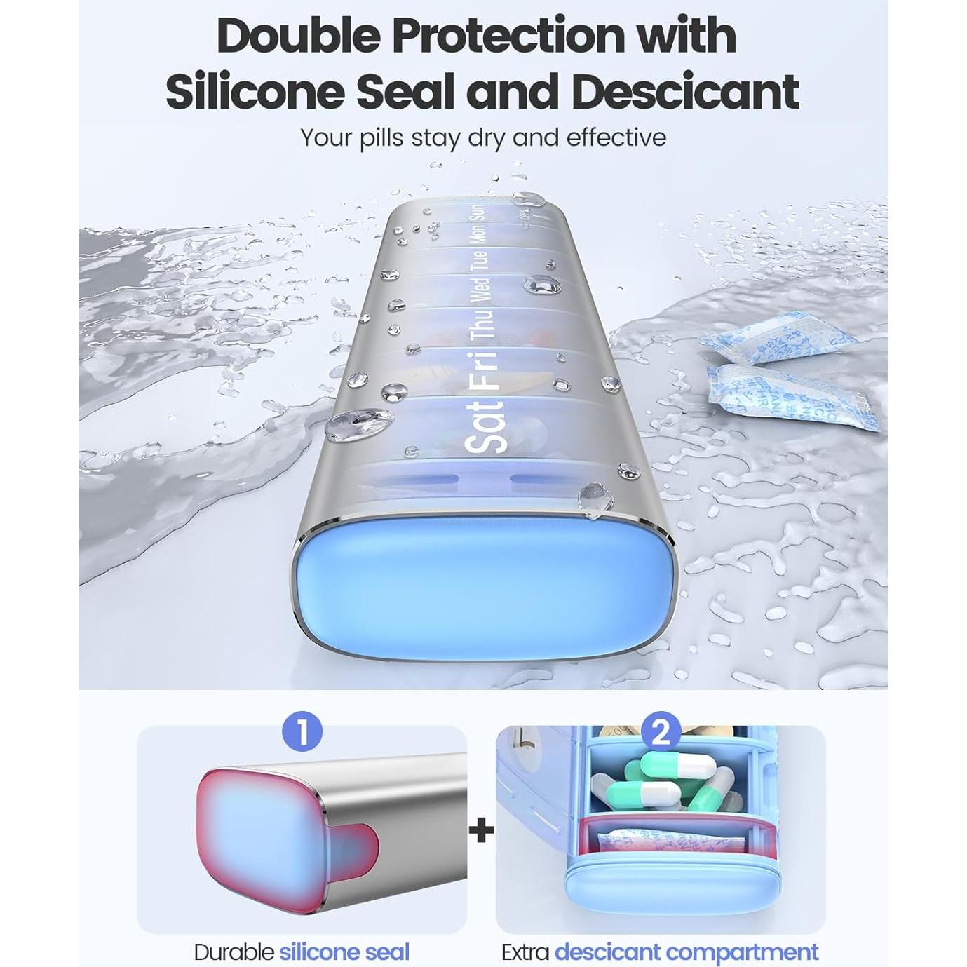 Organizador de Pastillas Vaydeer Pequeño Azul 7 Días