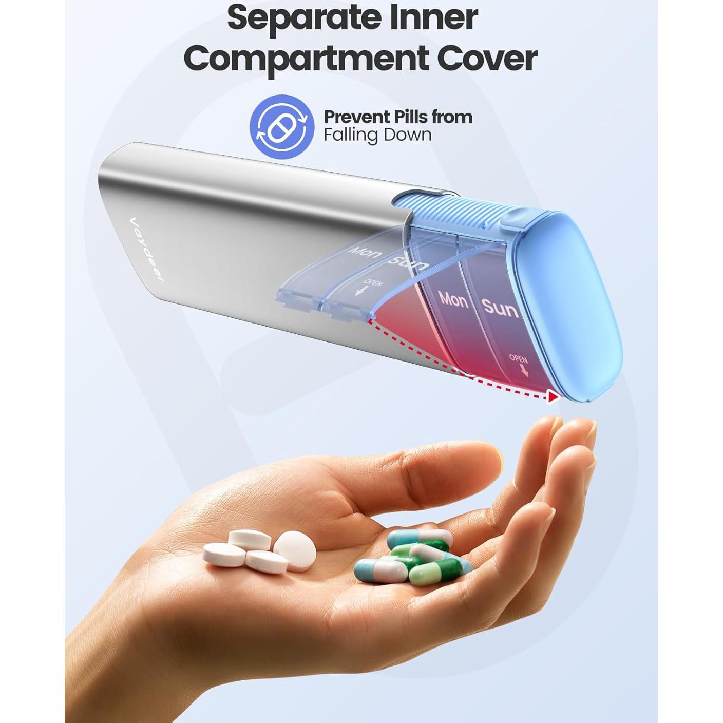 Organizador de Pastillas Vaydeer Pequeño Azul 7 Días