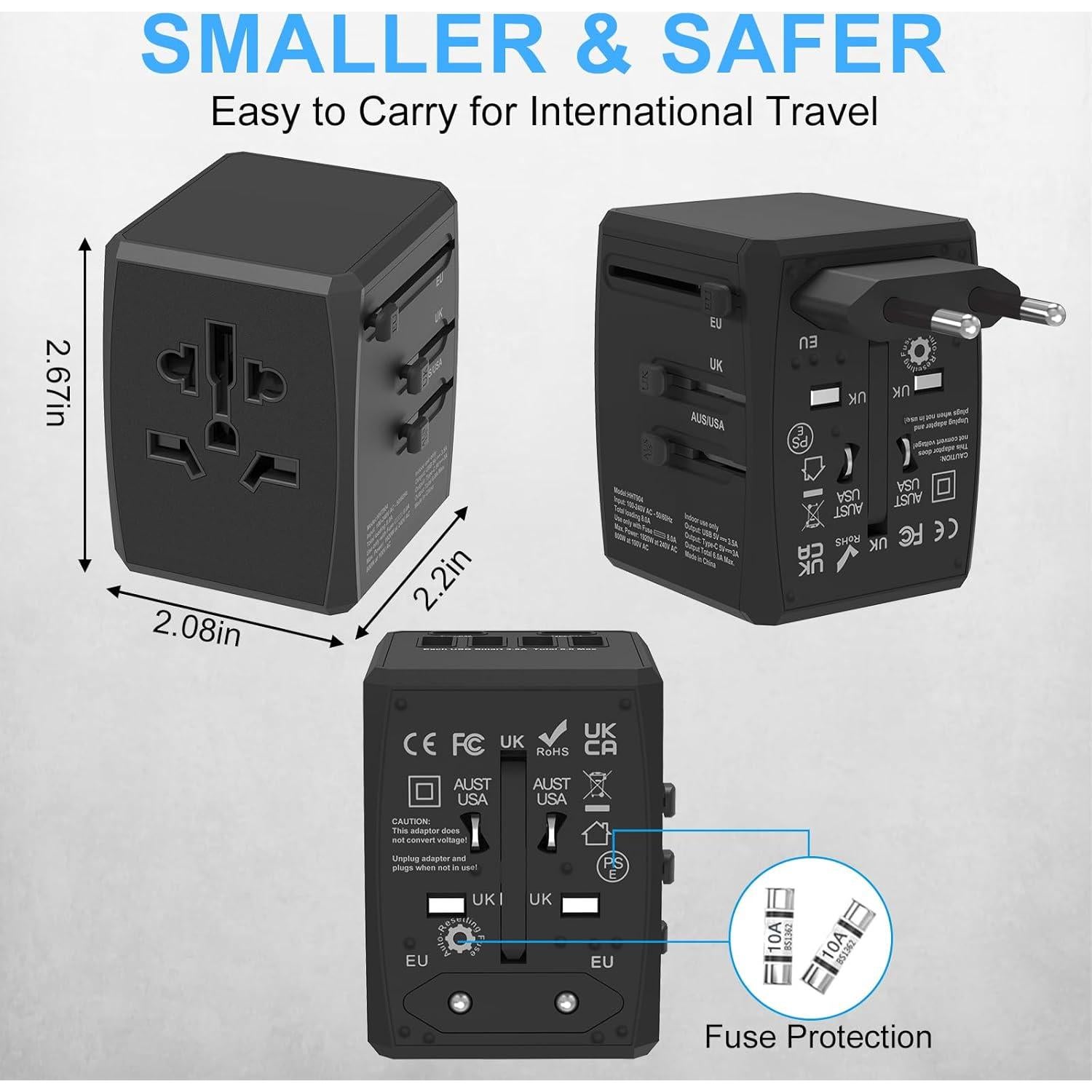 Adaptador de Viaje Universal Pecrol 6 Puertos 6.0A 30W