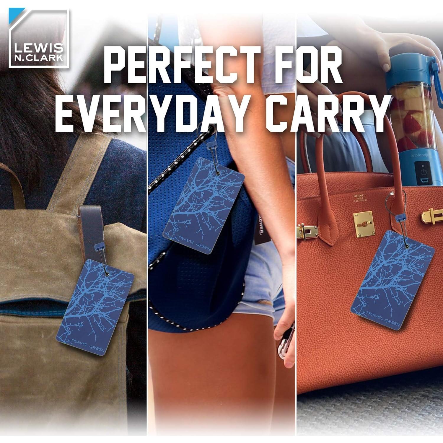 Etiqueta de Equipaje Lewis N. Clark ID90BLU Ramas Azules 10.8x6.35cm