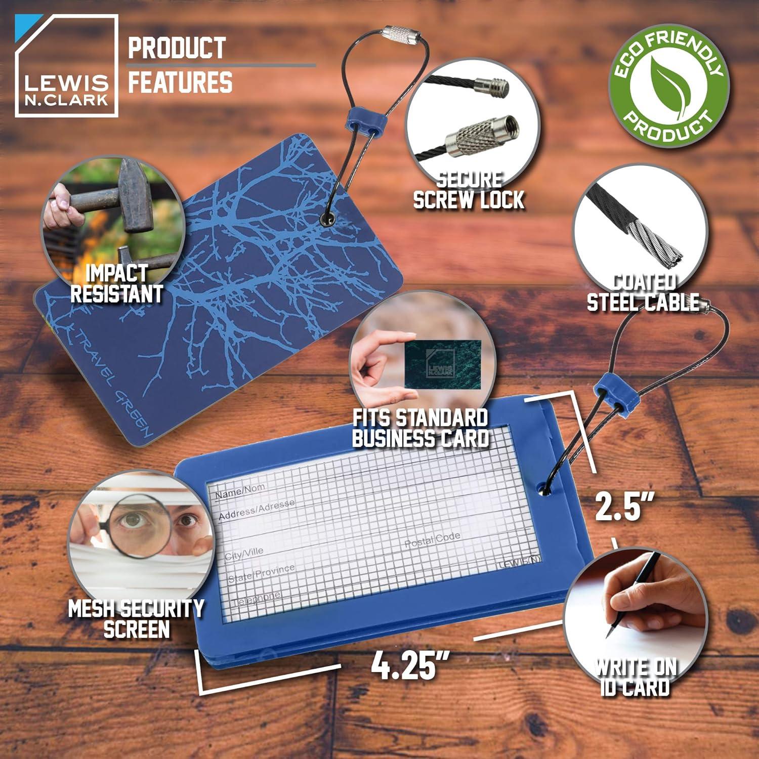 Etiqueta de Equipaje Lewis N. Clark ID90BLU Ramas Azules 10.8x6.35cm