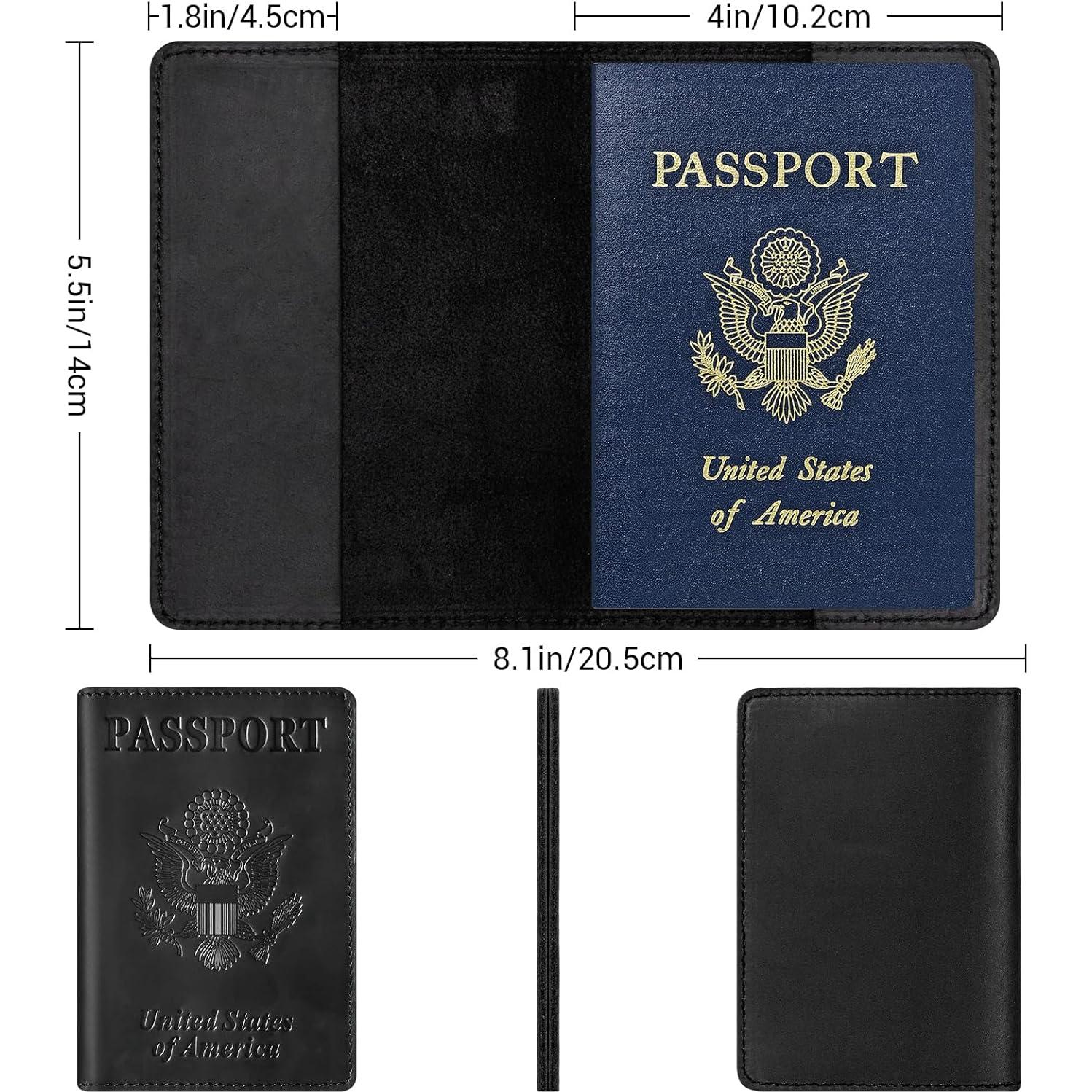 Funda de Pasaporte de Cuero Premium BIAOTIE RFID Unisex Negro