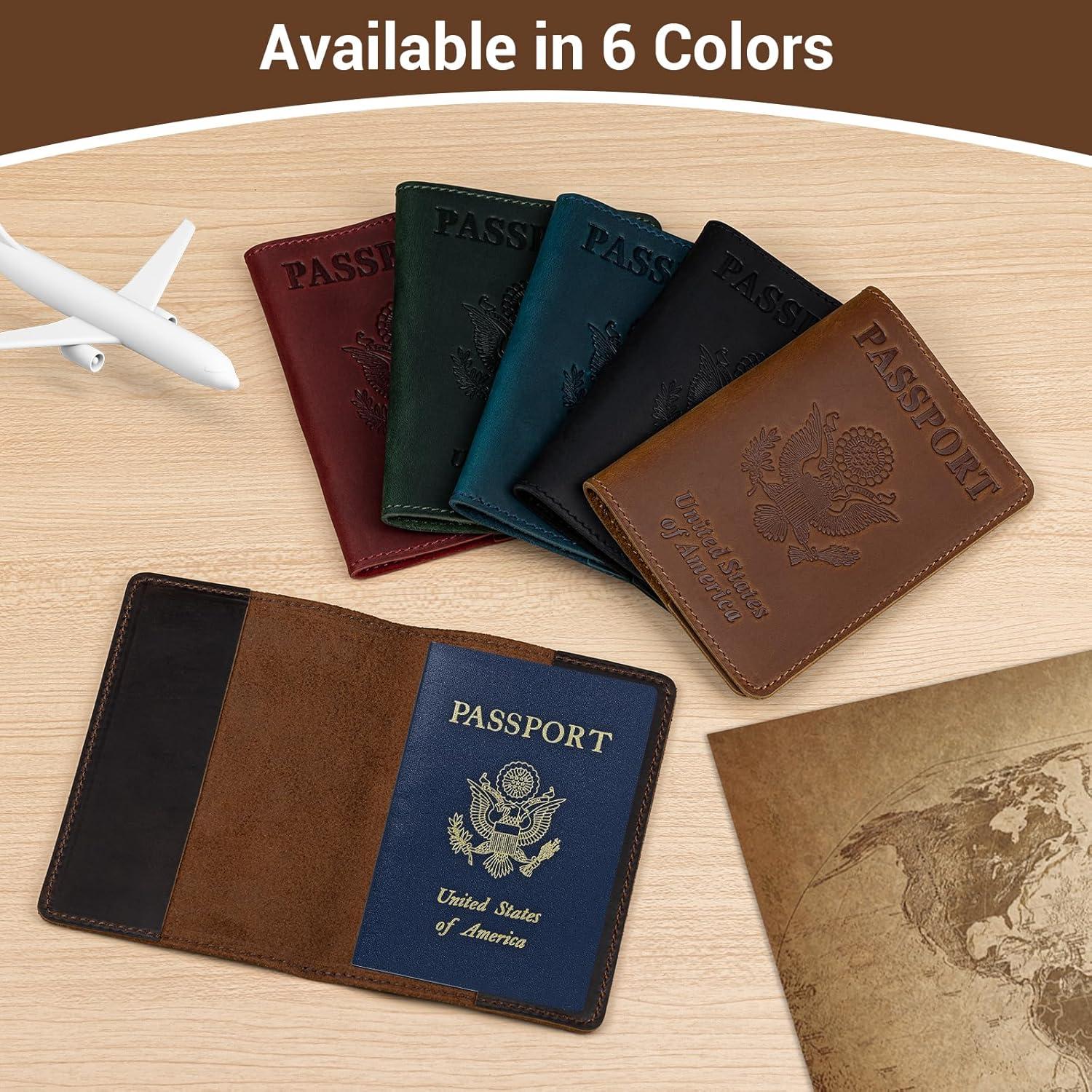 Funda de Pasaporte de Cuero Premium BIAOTIE RFID Unisex Negro