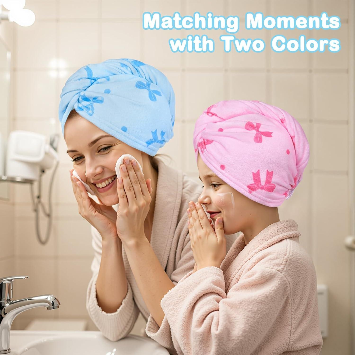 Toalla de Microfibra para Cabello FIOBEE 2 Piezas Azul/Rosa