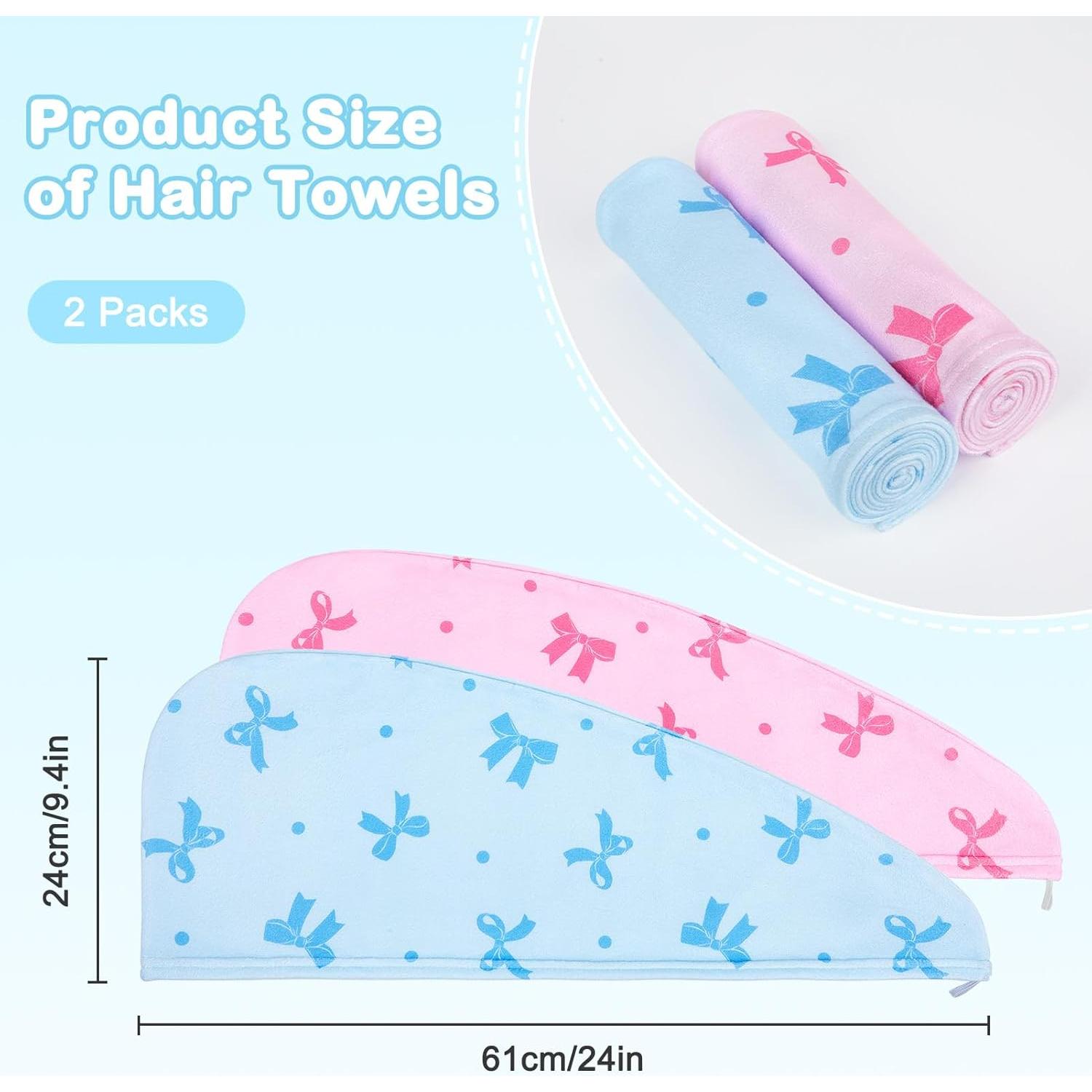 Toalla de Microfibra para Cabello FIOBEE 2 Piezas Azul/Rosa