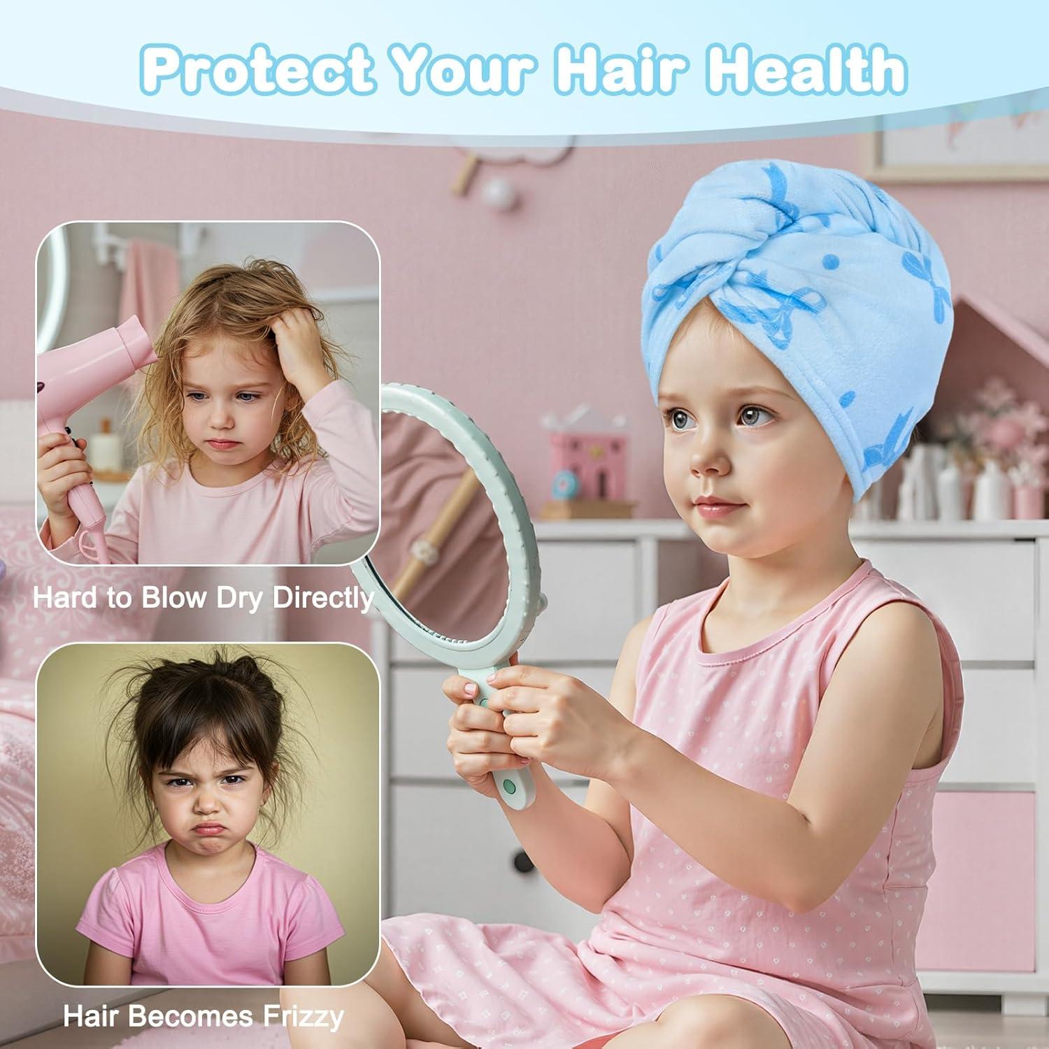 Toalla de Microfibra para Cabello FIOBEE 2 Piezas Azul/Rosa