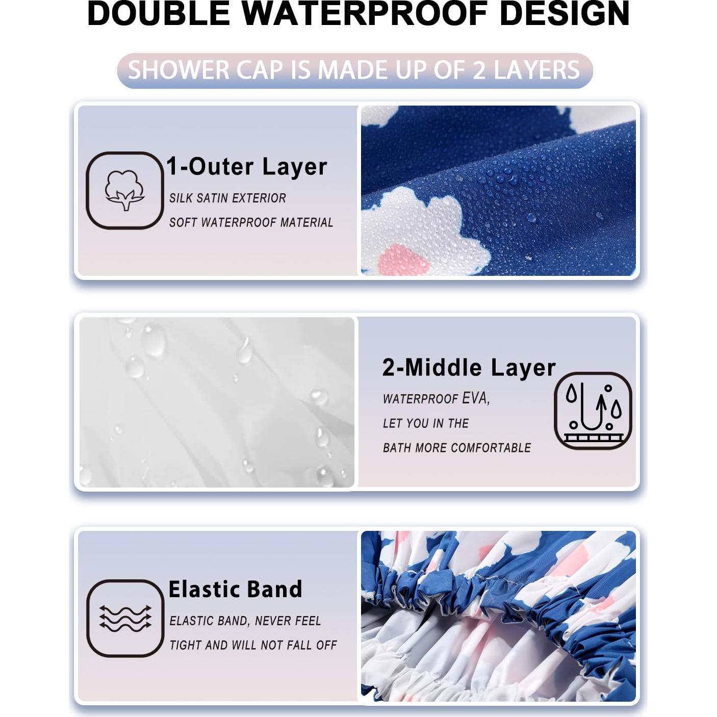 Gorro de Ducha YIZIJIZI Impermeable Reutilizable Grande Azul